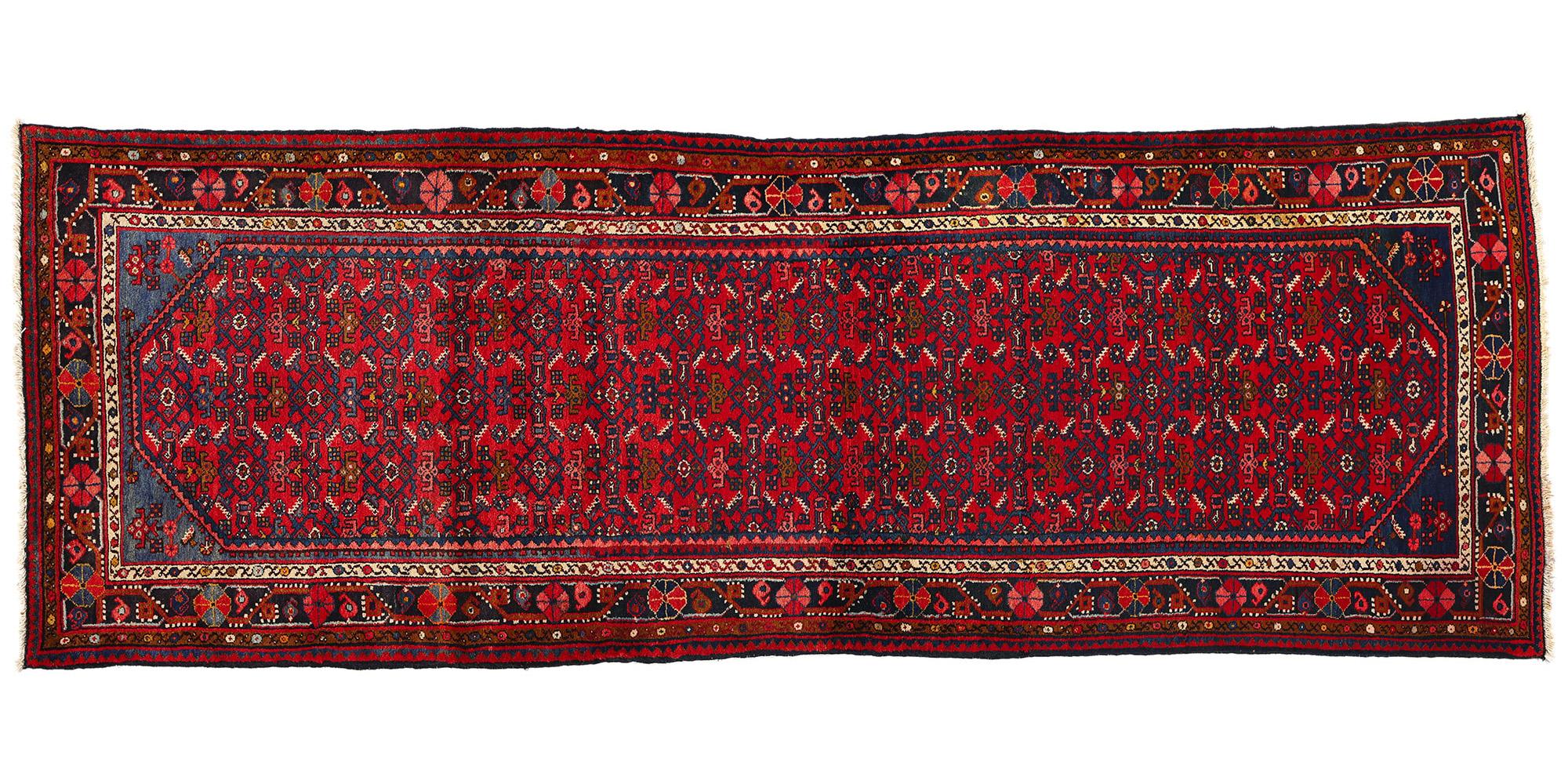 Vintage Persian Hamadan Rug Hussainabad Herati Carpet Runner For Sale 5