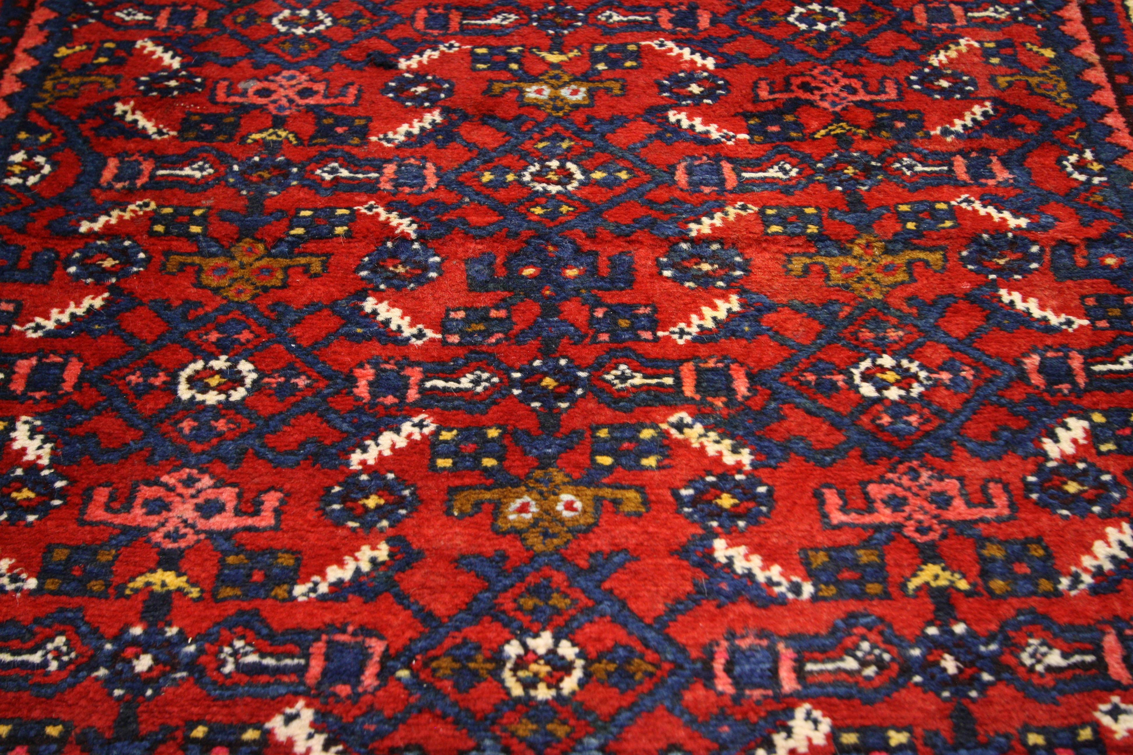 Wool Vintage Persian Hamadan Rug Hussainabad Herati Carpet Runner For Sale