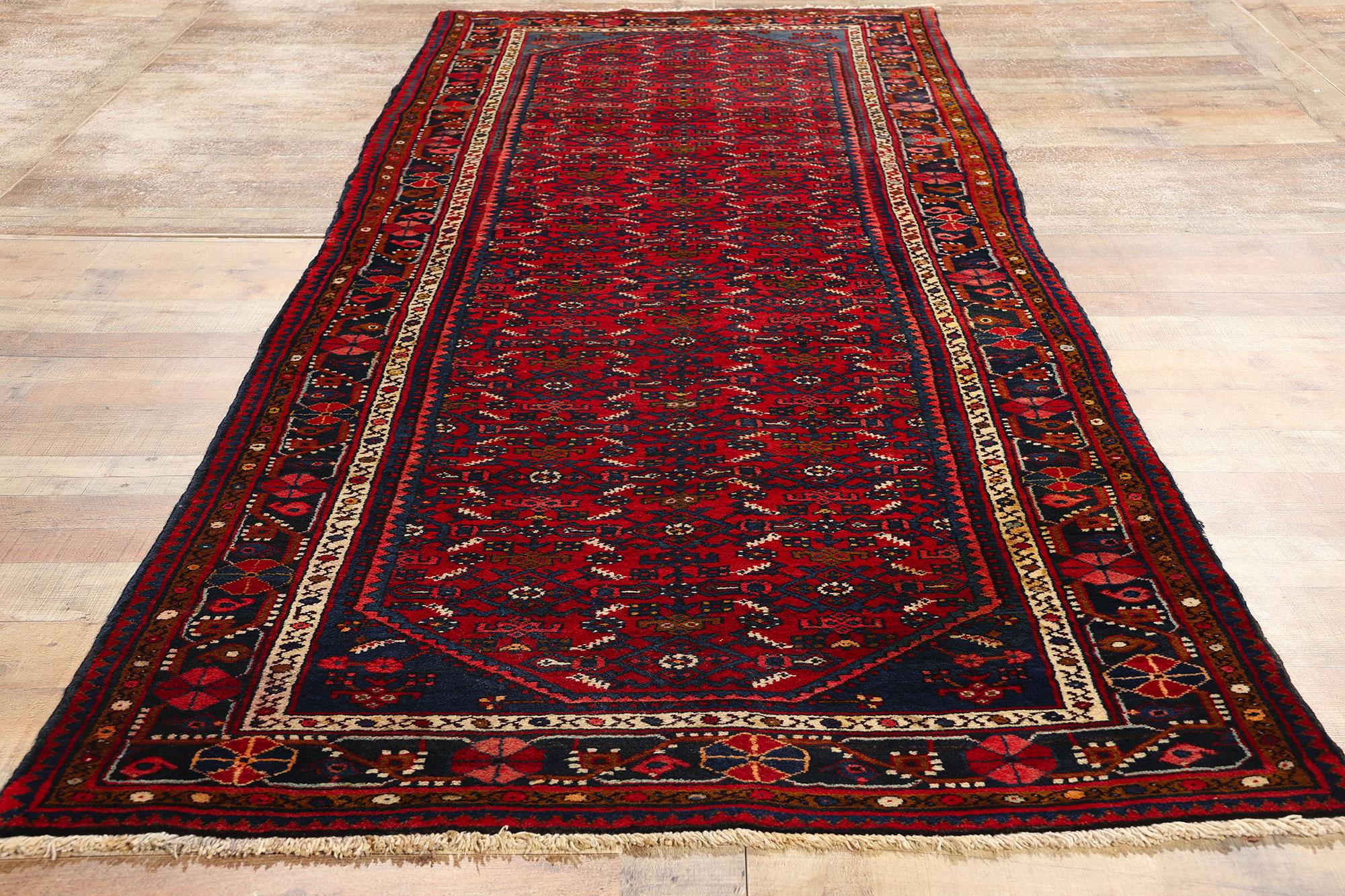 Vintage Persian Hamadan Rug Hussainabad Herati Carpet Runner For Sale 3