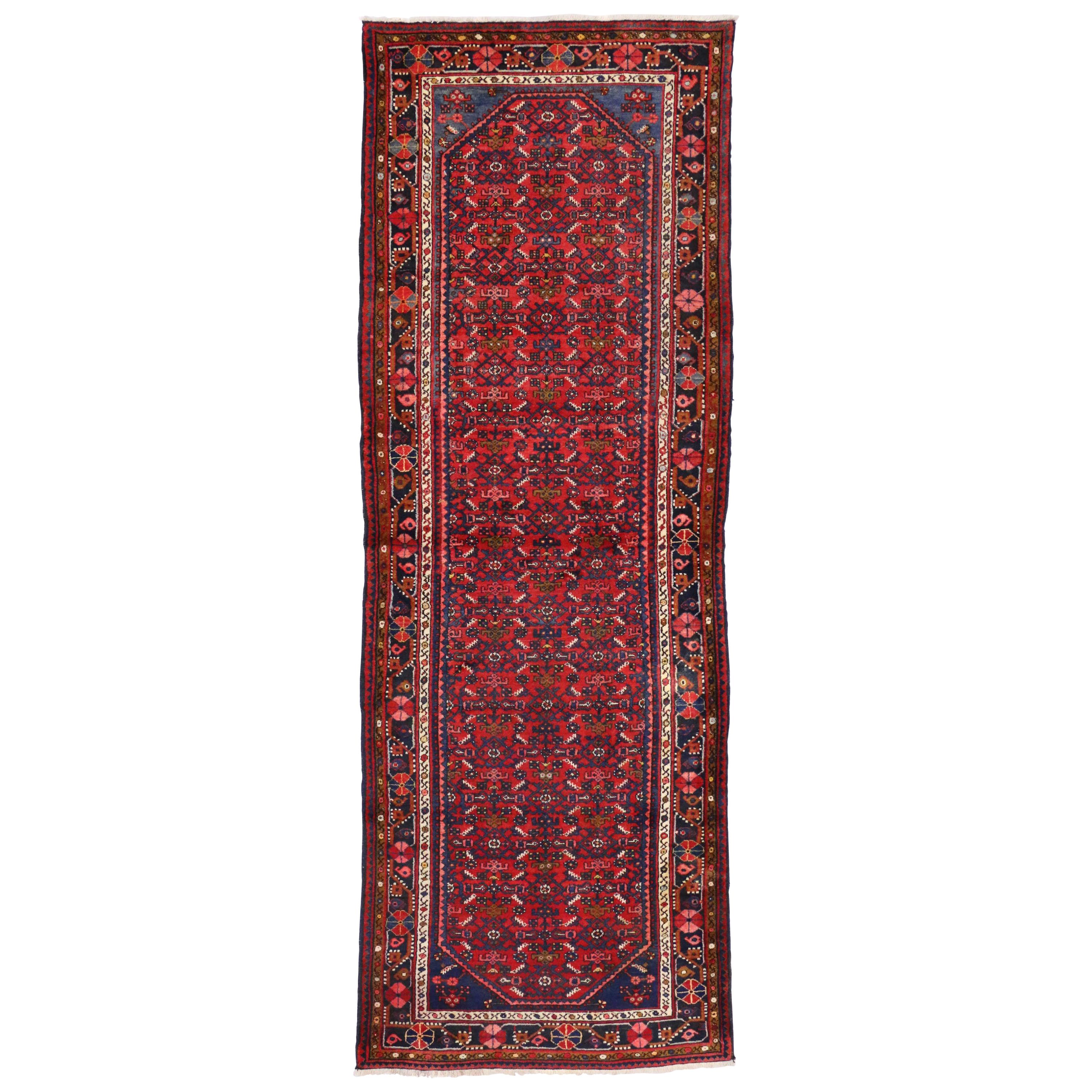 Vintage Persian Hussainabad Hamadan Runner, Hallway Runner