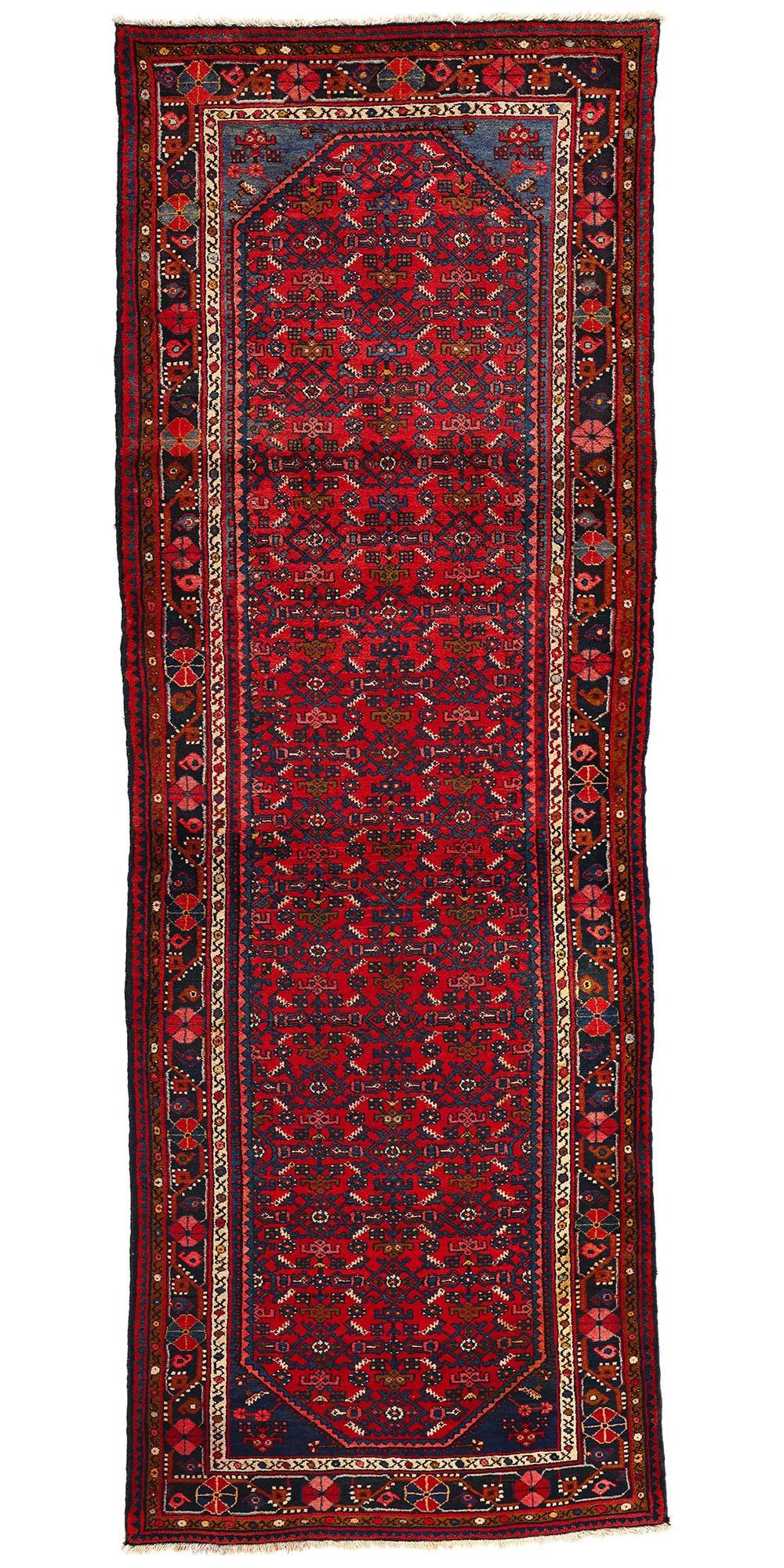 Vintage Persian Hamadan Rug Hussainabad Herati Carpet Runner