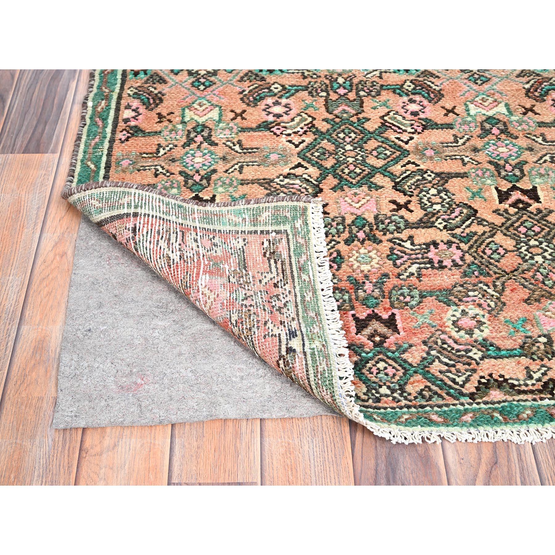 Hand-Knotted Vintage Persian Hussainabad Pure Wool Hand Knotted Handmade Clean Runner Rug
