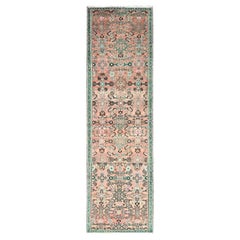 Vintage Persian Hussainabad Pure Wool Hand Knotted Handmade Clean Runner Rug
