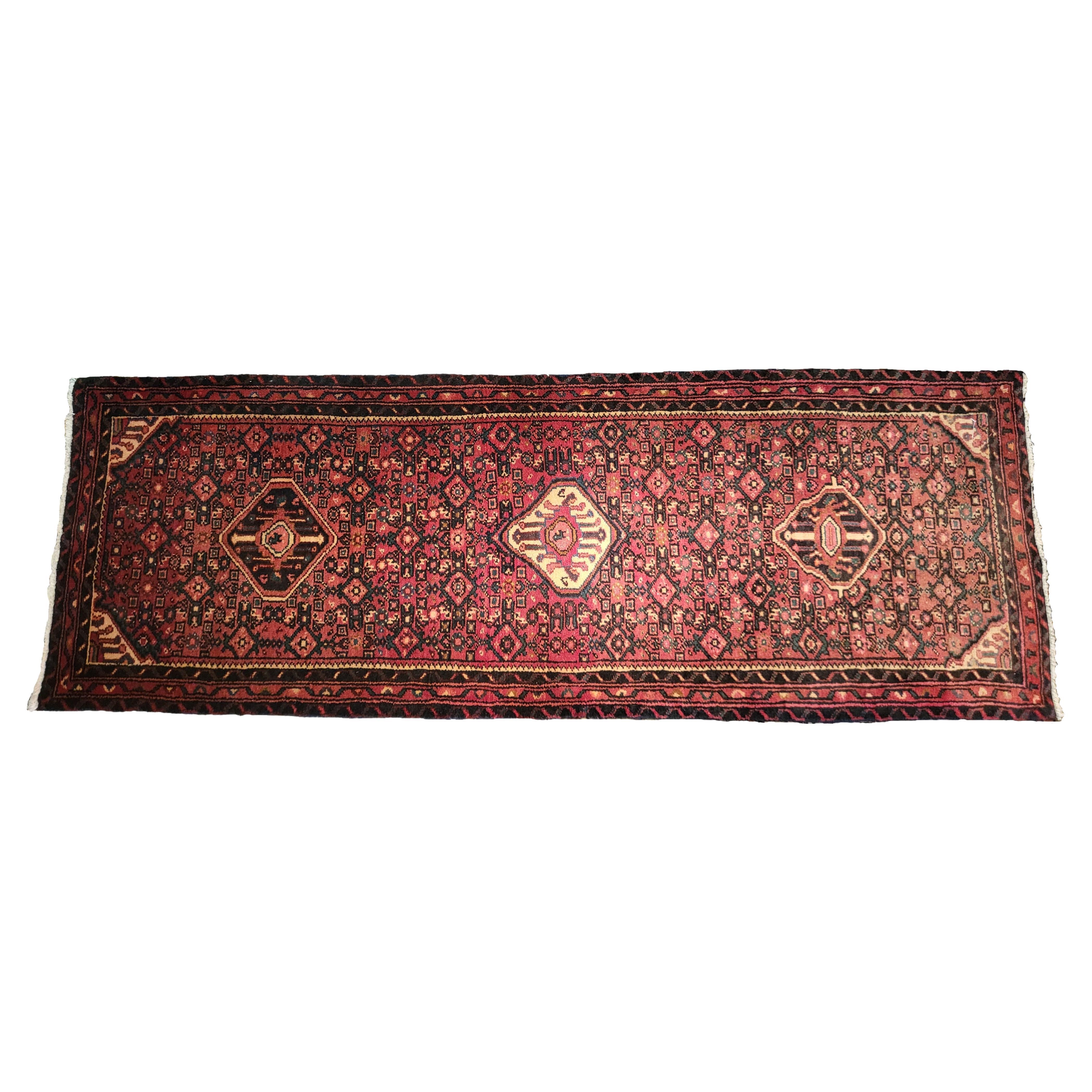 Vintage Persian Hussian Abad Tribal Runner For Sale