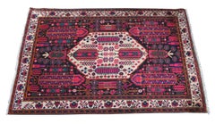 Vintage Persian Iran Hamadan Vibrant Floral Wool Area Rug Carpet 6' x 9.5'