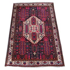 Vintage Persian Iran Hamadan Vibrant Floral Wool Area Rug Carpet 6' x 9.5'
