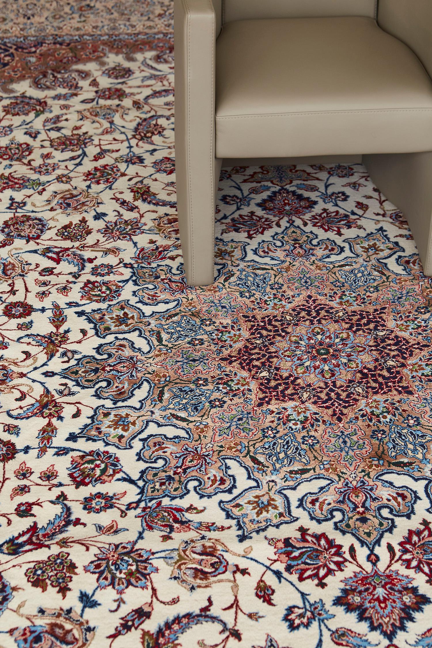Hand-Knotted Vintage Persian Isfahan For Sale