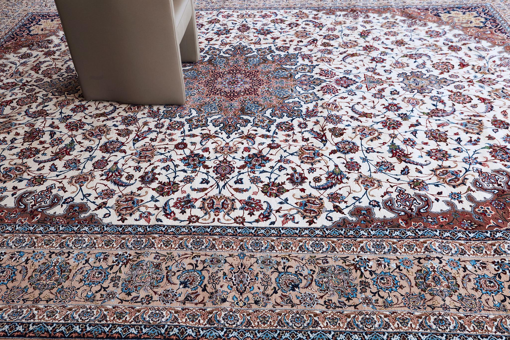 Wool Vintage Persian Isfahan For Sale