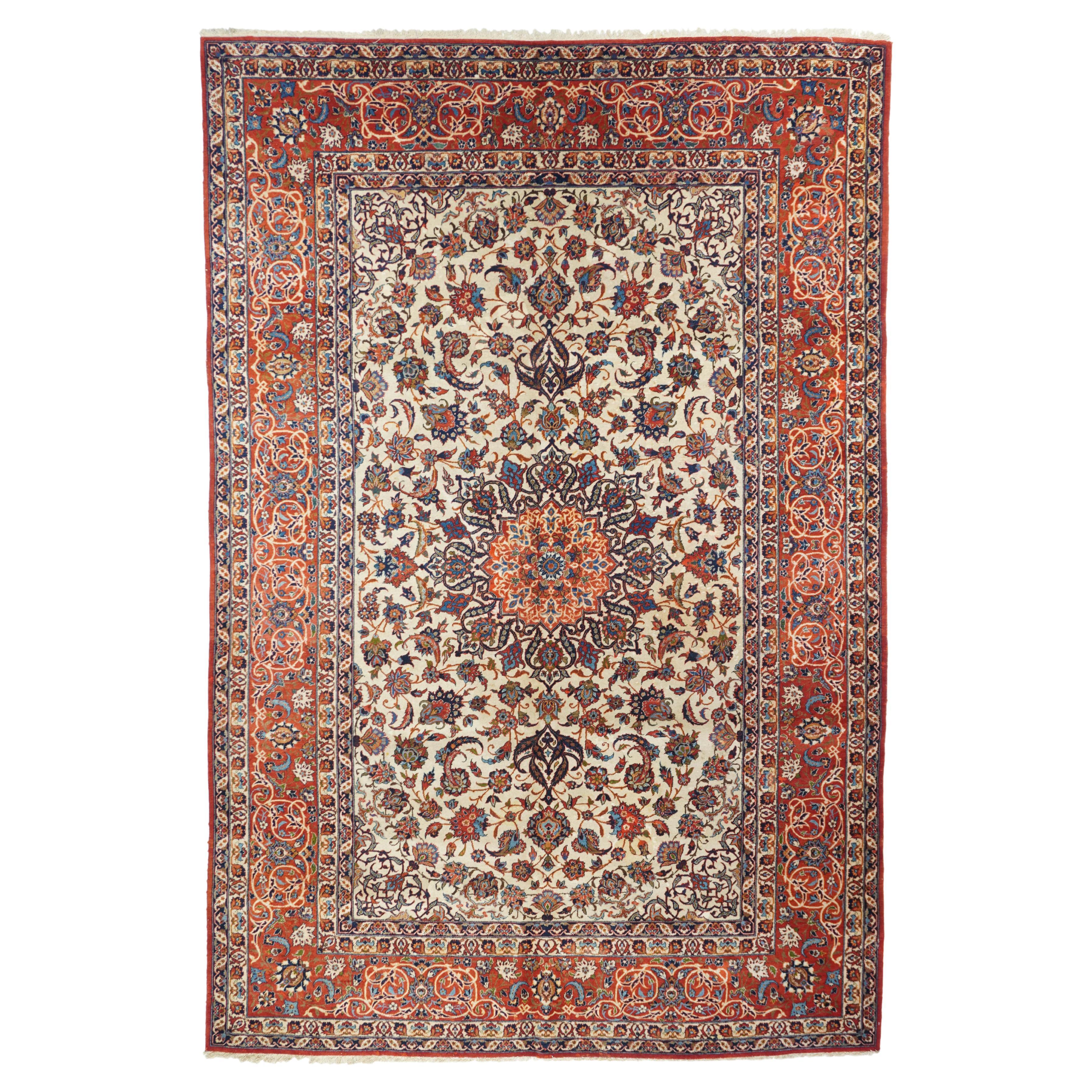 Vintage Persisch Isfahan Teppich 7' x 10'5" im Angebot