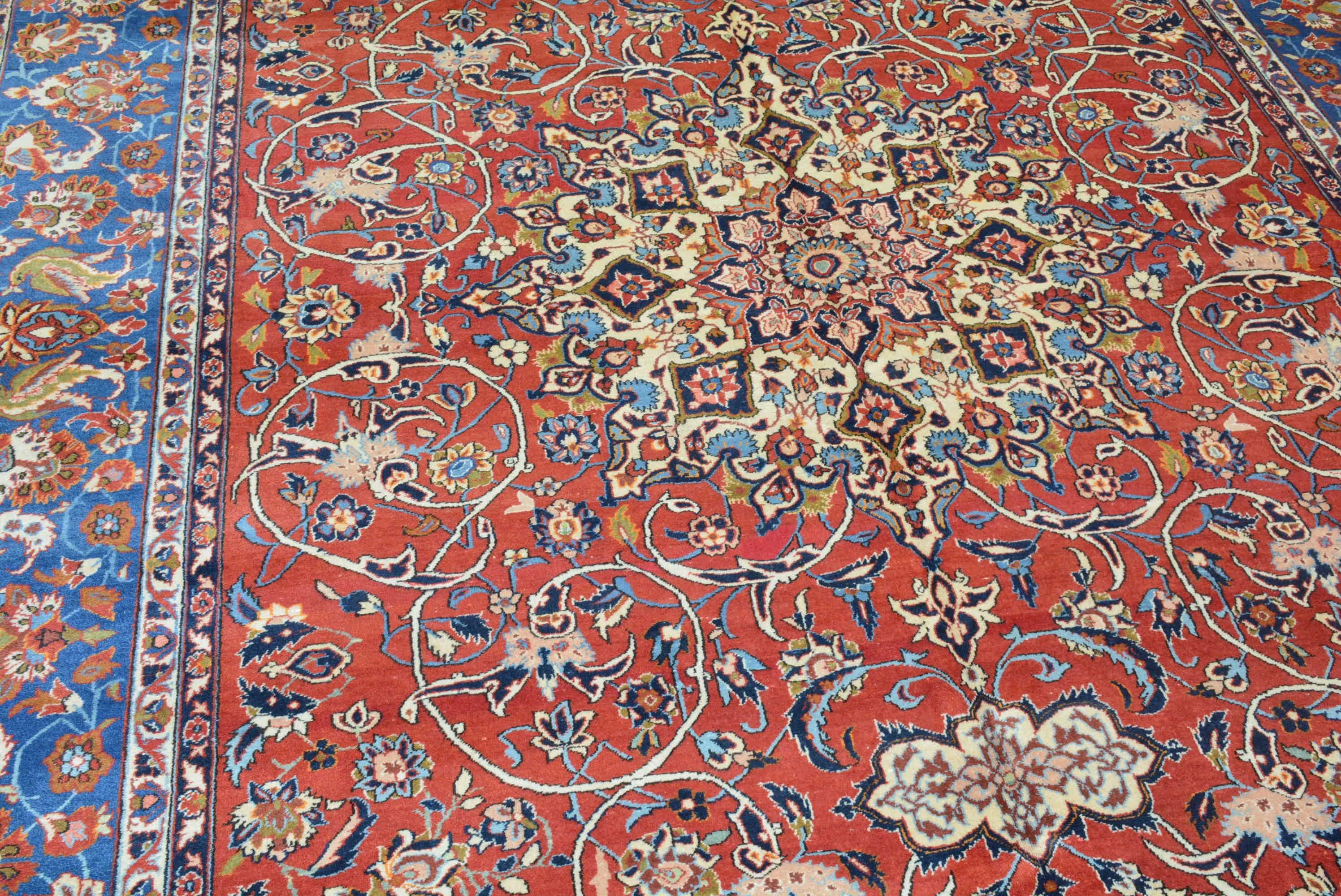 Vintage Persian Isfahan Najafabad Carpet For Sale 1
