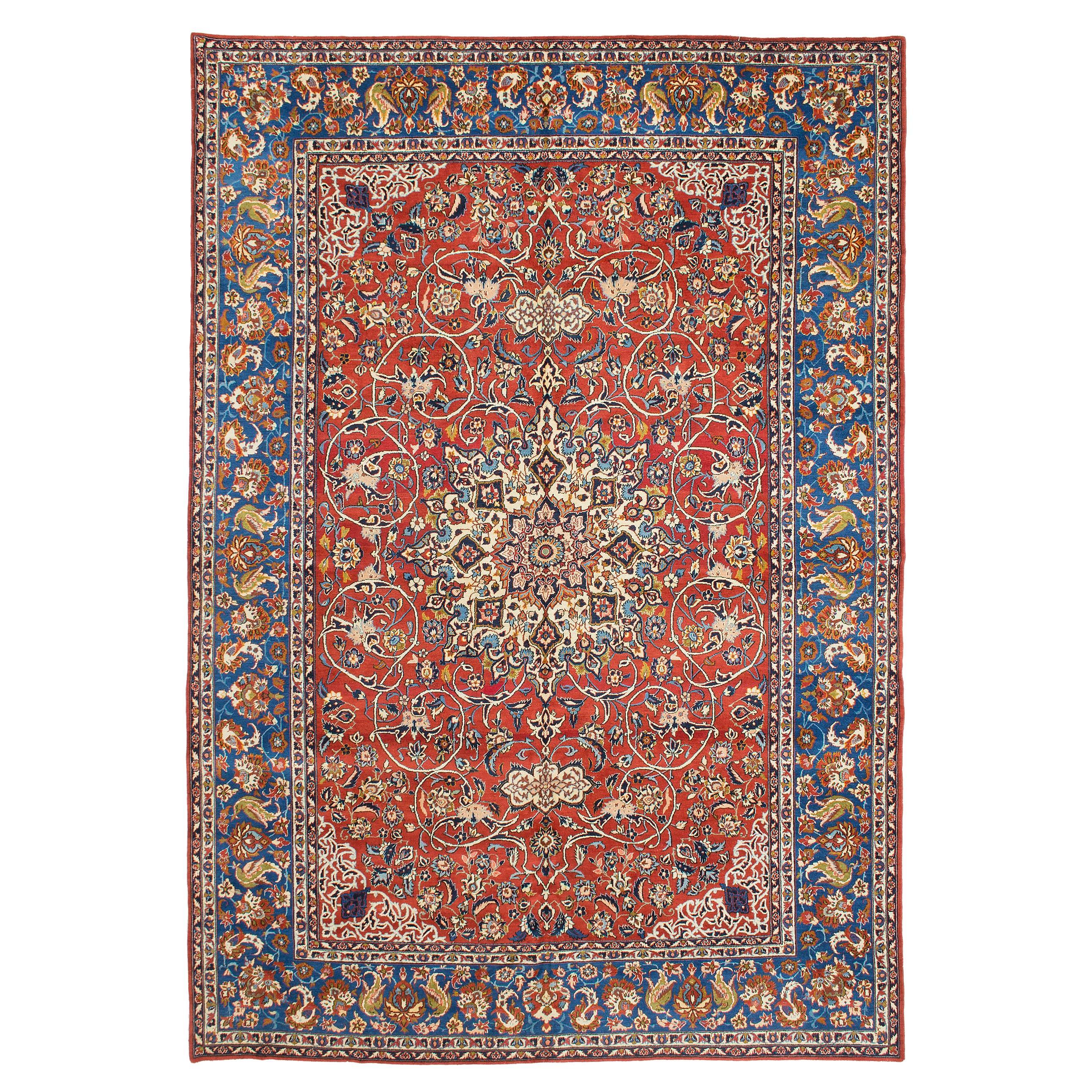 Vintage Persian Isfahan Najafabad Carpet For Sale