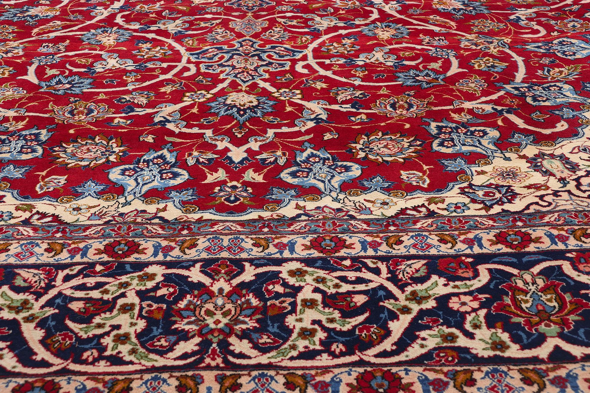 Annodato a mano Tappeto persiano Isfahan vintage, 10'11 x 15'01 in vendita
