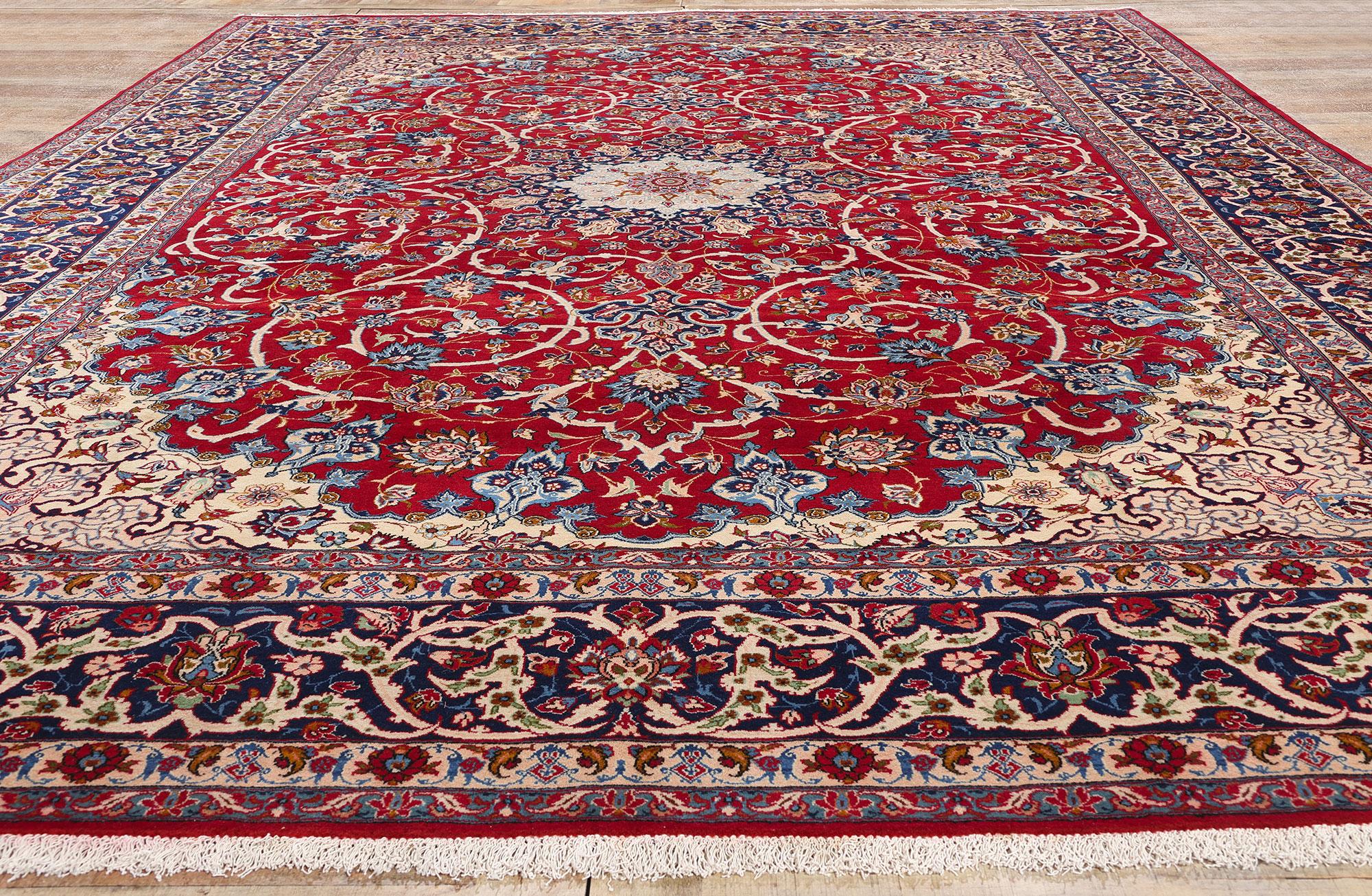 Lana Tappeto persiano Isfahan vintage, 10'11 x 15'01 in vendita