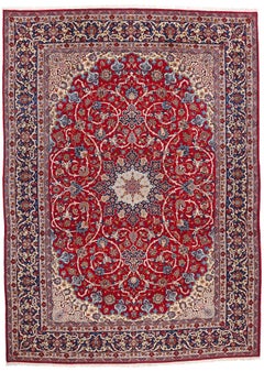 Persischer Isfahan-Teppich im Vintage-Stil, 10'11 x 15'01