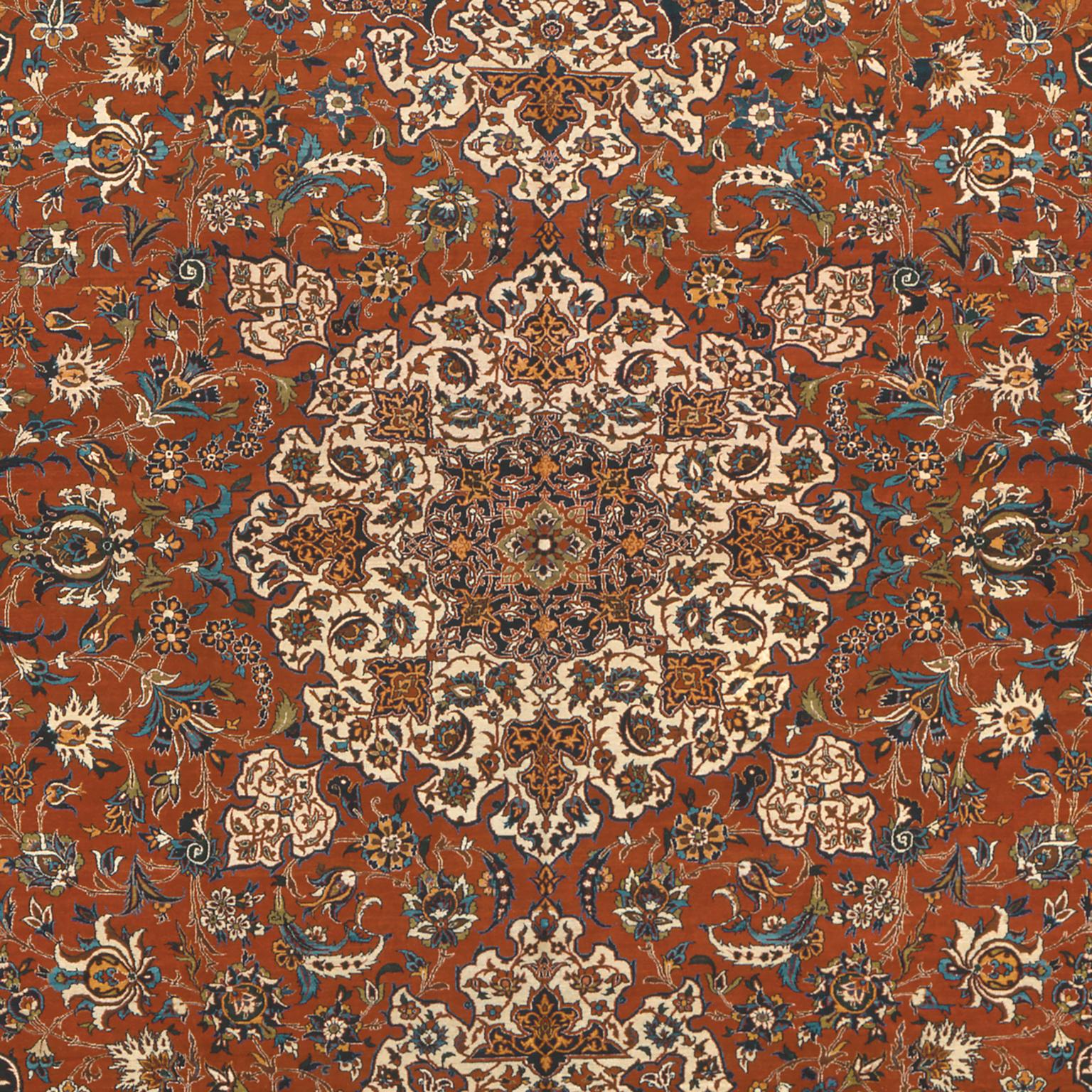 Hand-Woven Mid 20th Century Persian Isfahan Rug For Sale