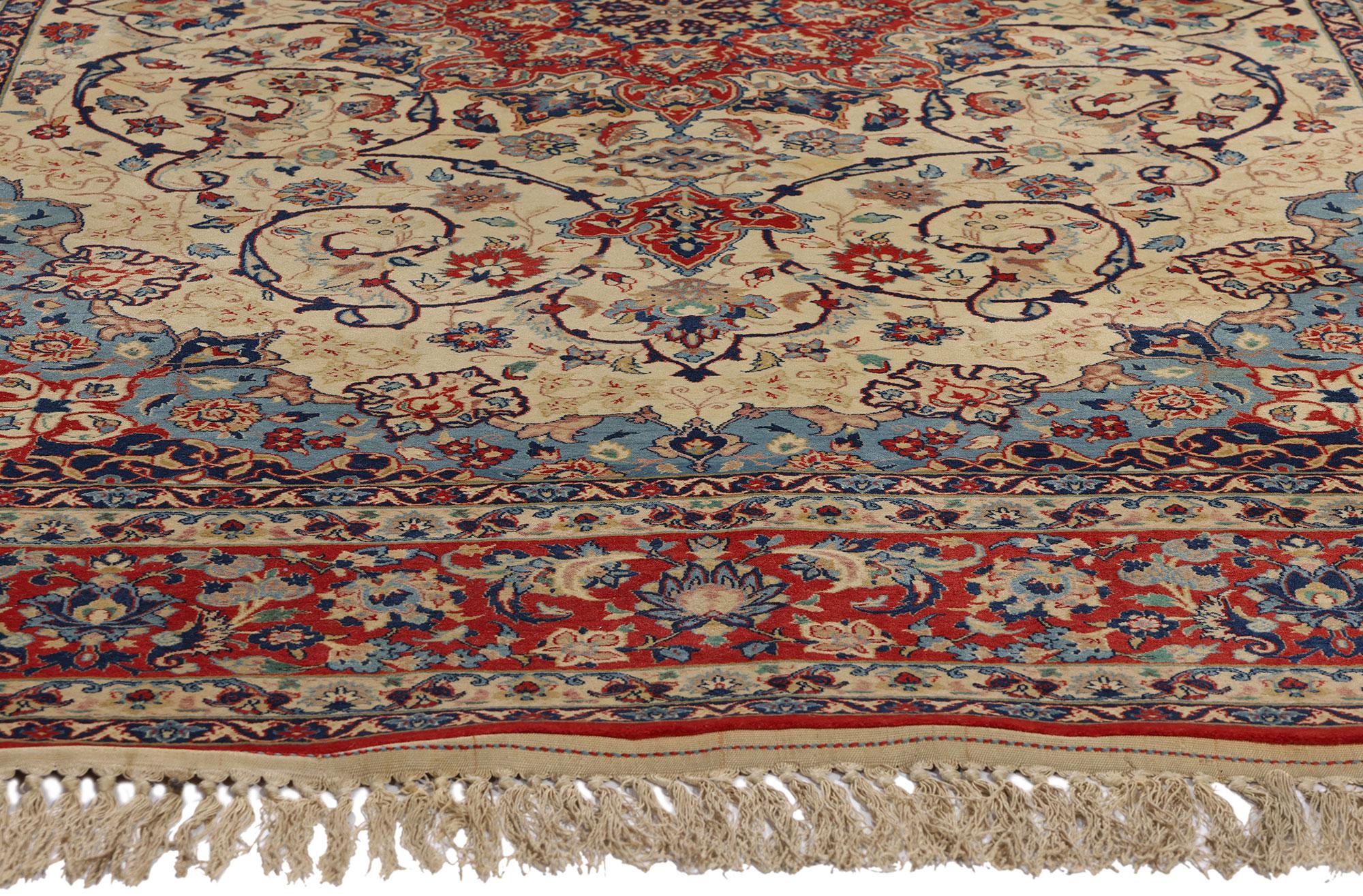 Hand-Knotted Vintage Persian Isfahan Rug, Elegant Heritage and Impeccable Craftsmanship For Sale