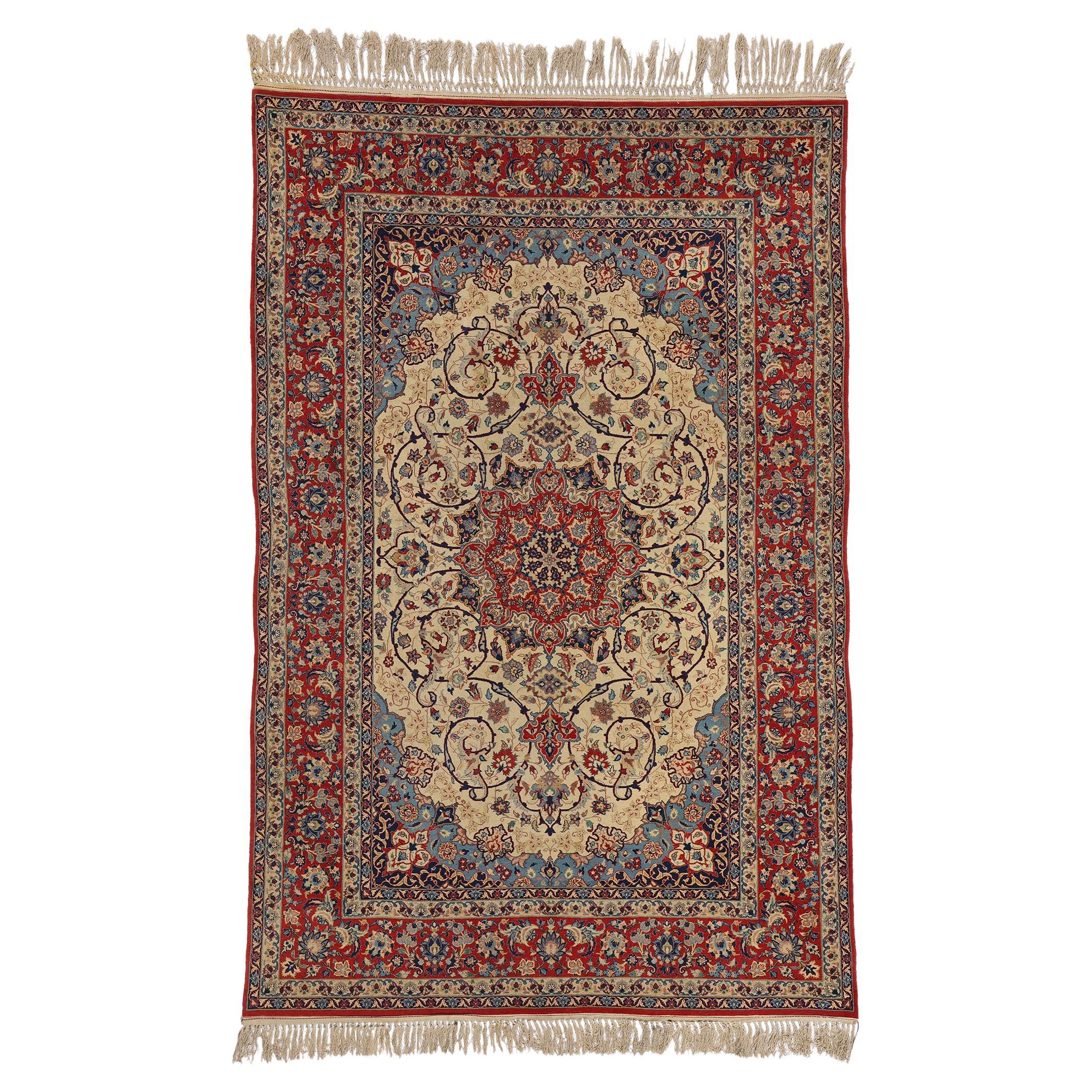 Vintage Persian Isfahan Rug, Elegant Heritage and Impeccable Craftsmanship For Sale