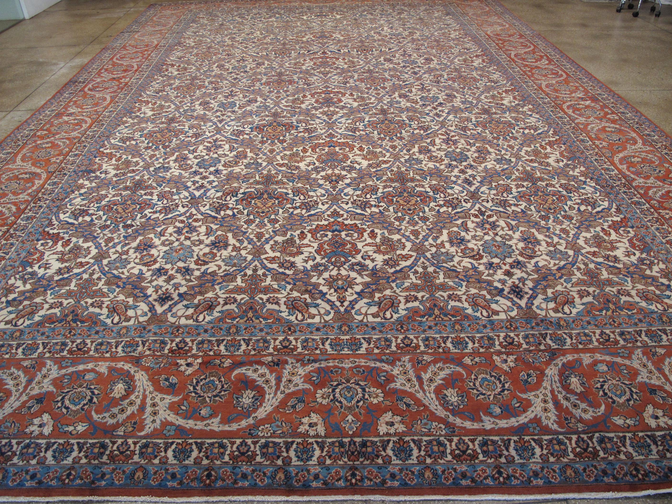 Victorian Vintage Persian Isfahan Rug For Sale
