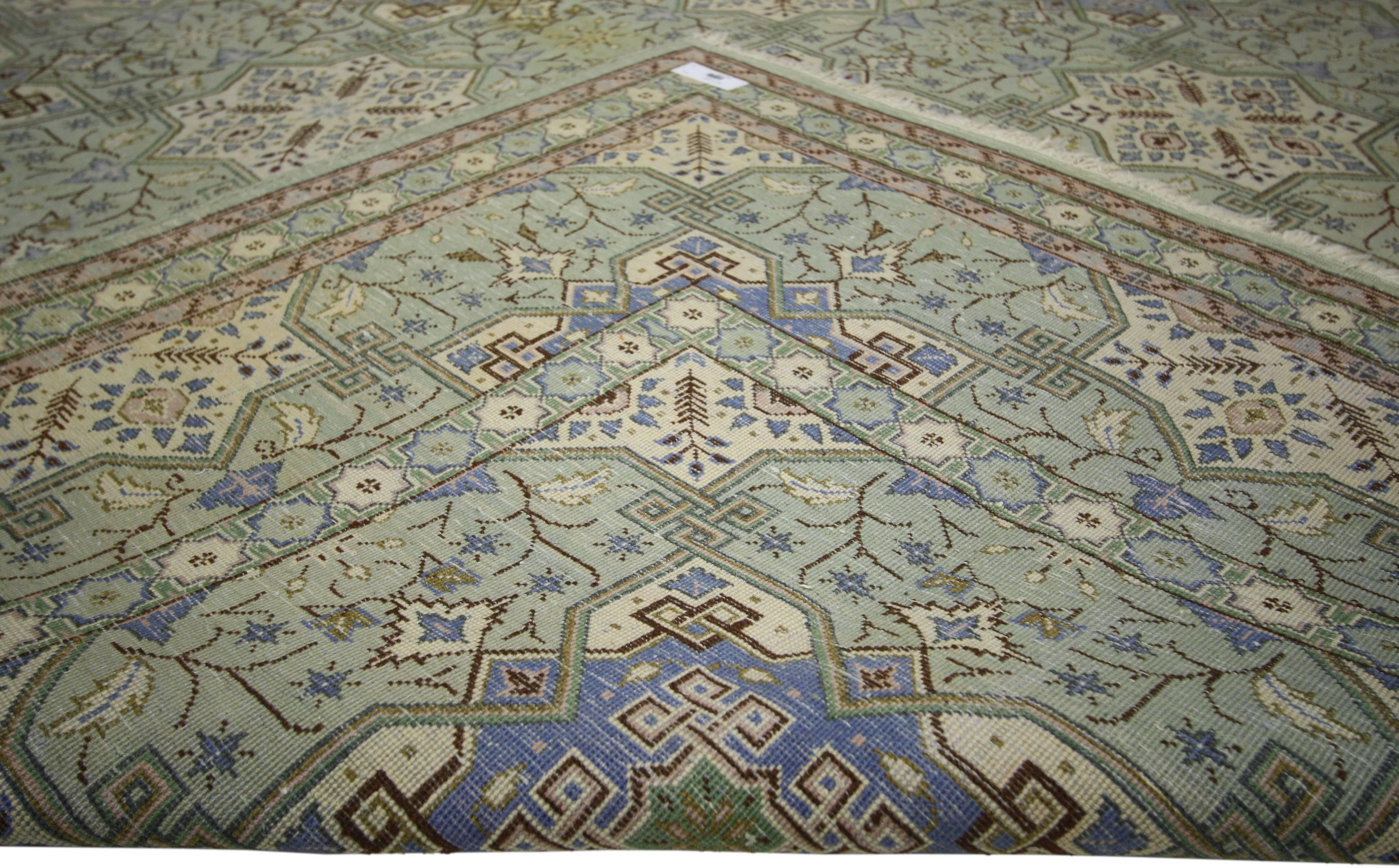 Hand-Knotted Vintage Persian Isfahan Rug with Gustavian Grace and Georgian Style