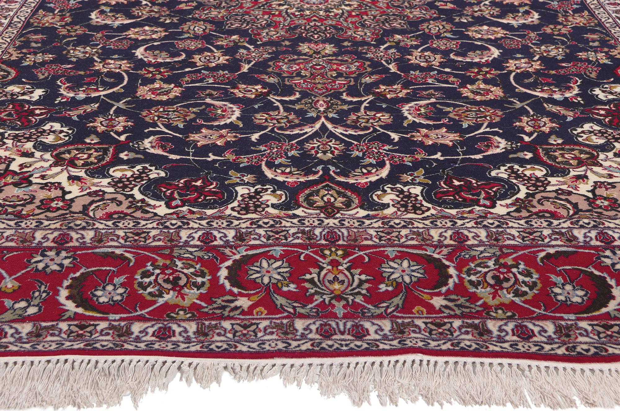 Hand-Knotted Vintage Persian Isfahan Rug For Sale
