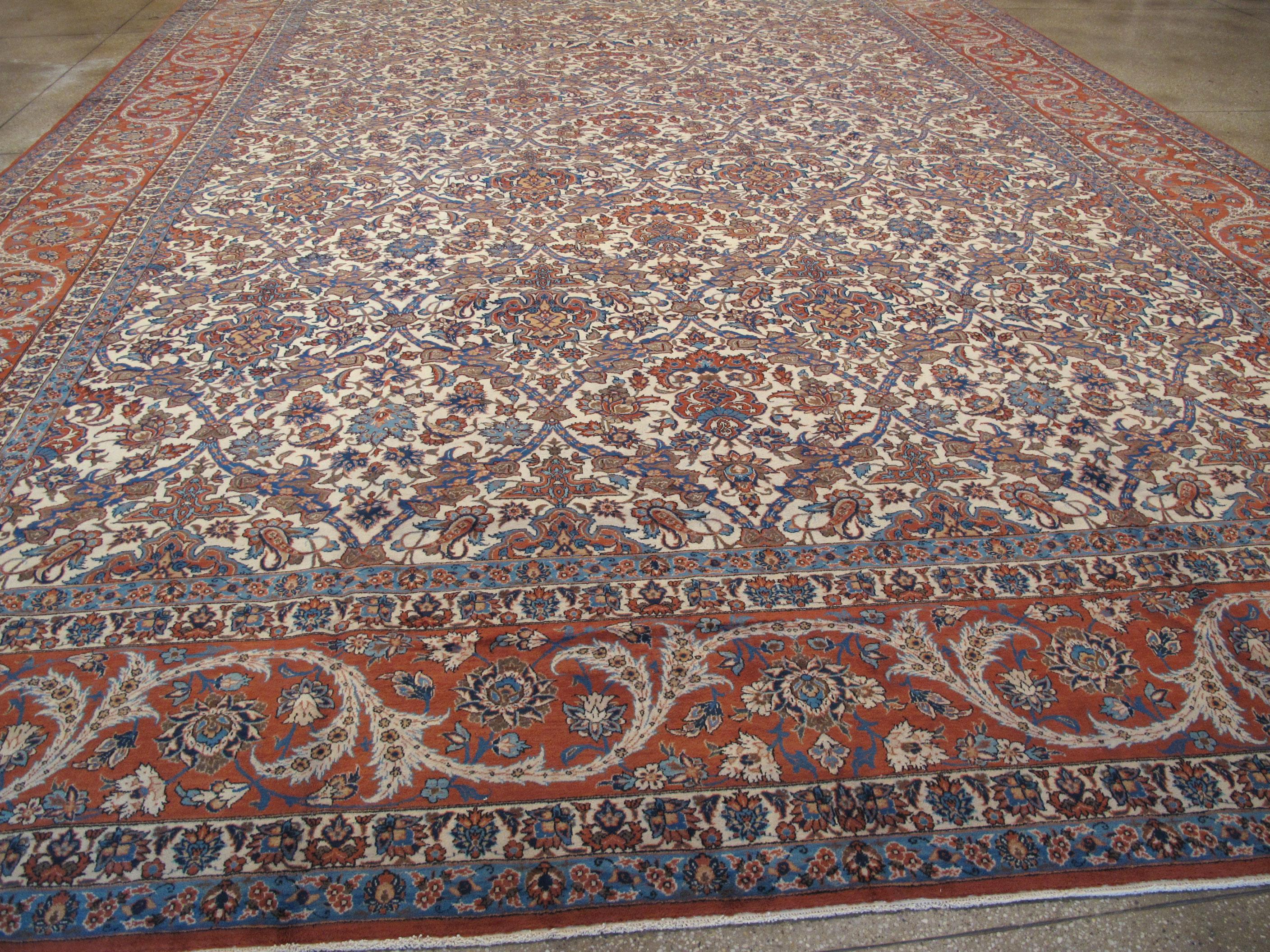 Hand-Woven Vintage Persian Isfahan Rug For Sale