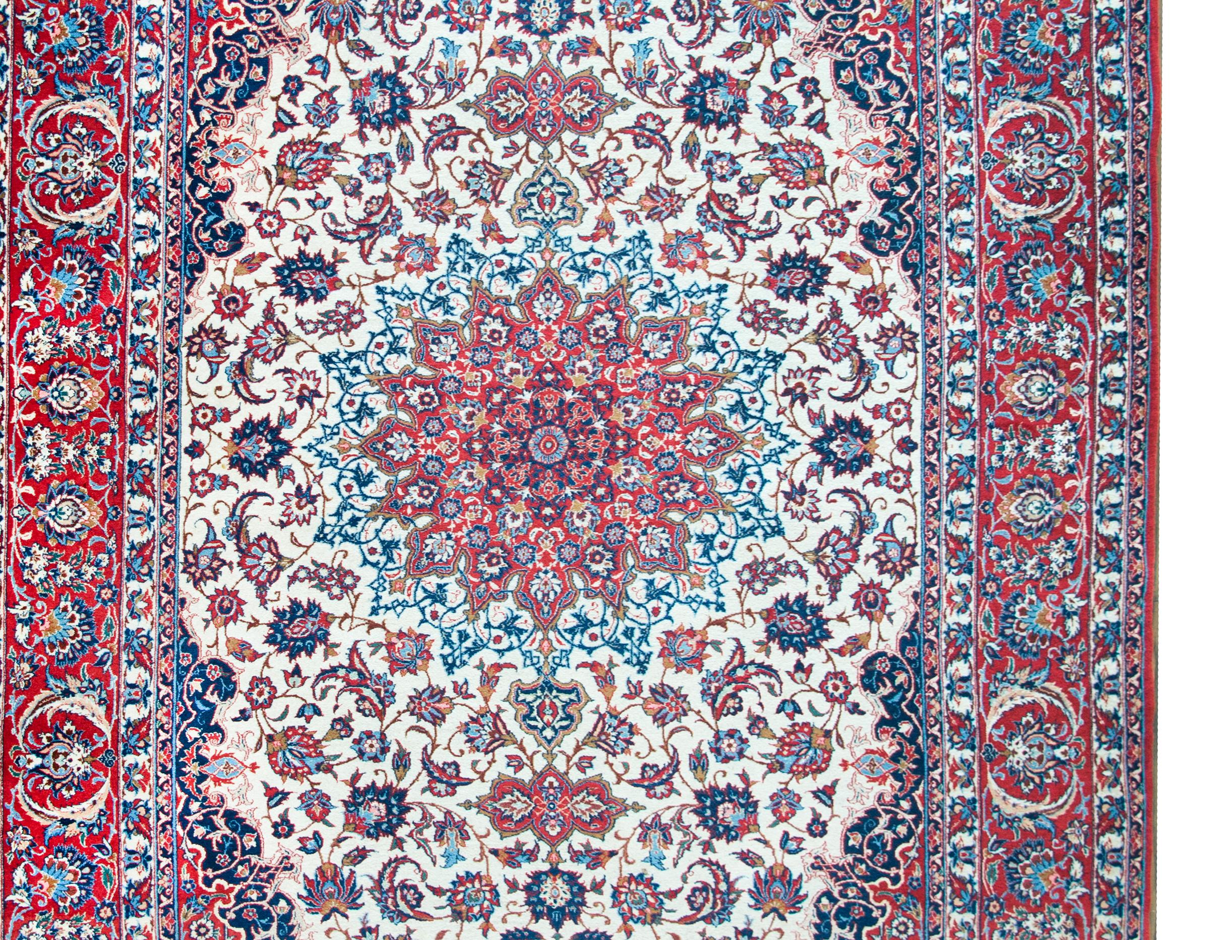 Wool Vintage Persian Isfahan Rug For Sale