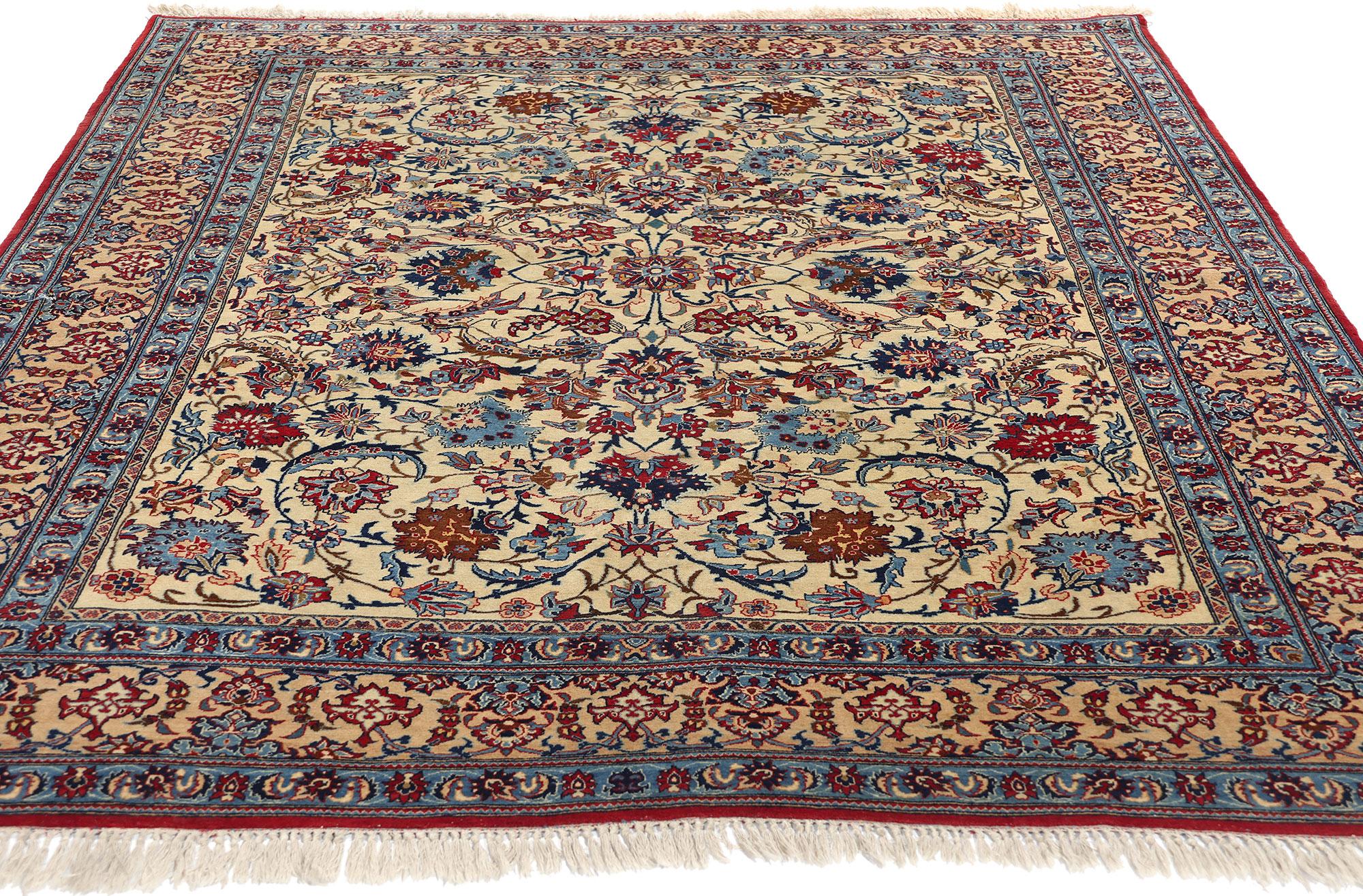 Gustavian Vintage Persian Isfahan Rug For Sale