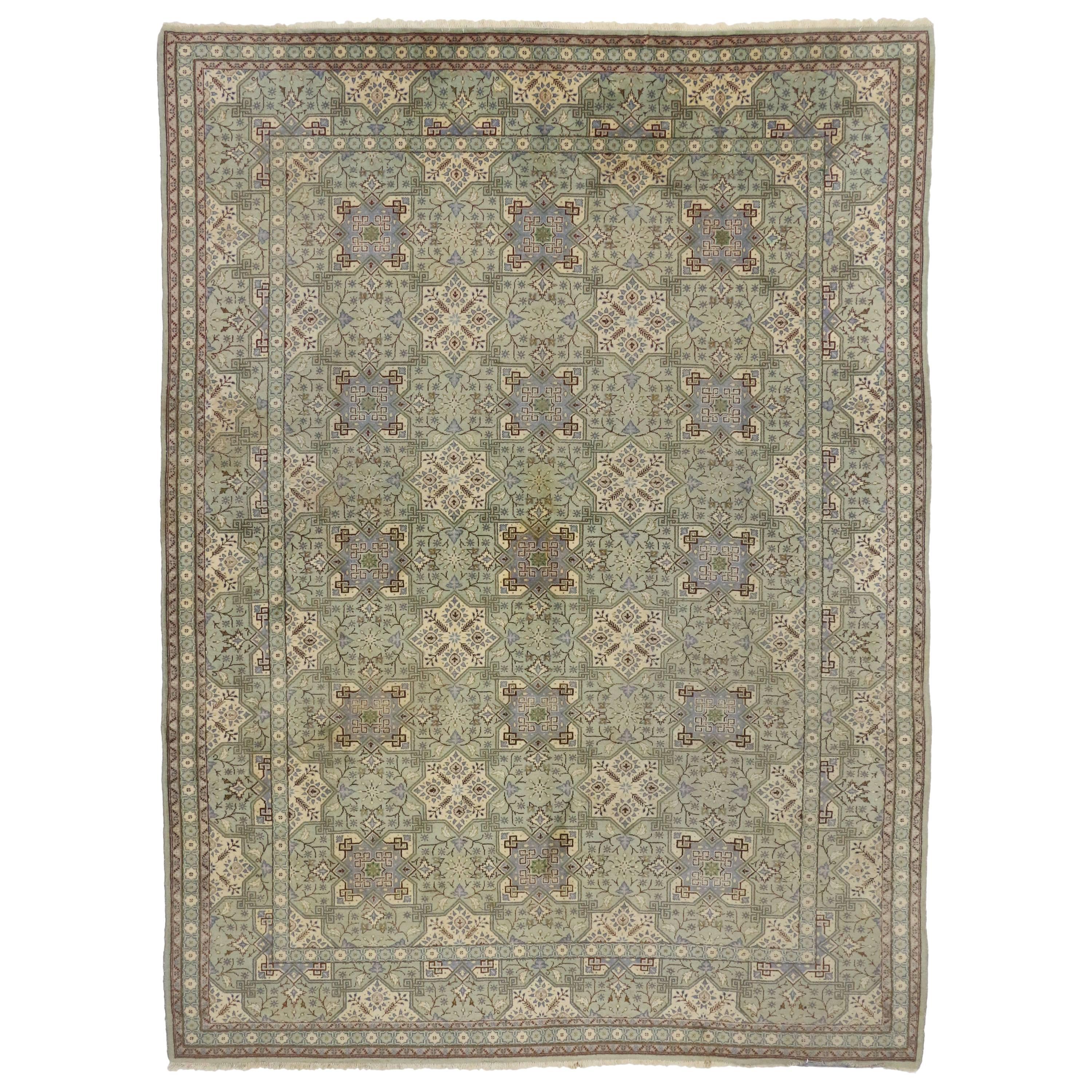 Vintage Persian Isfahan Rug with Gustavian Grace and Georgian Style