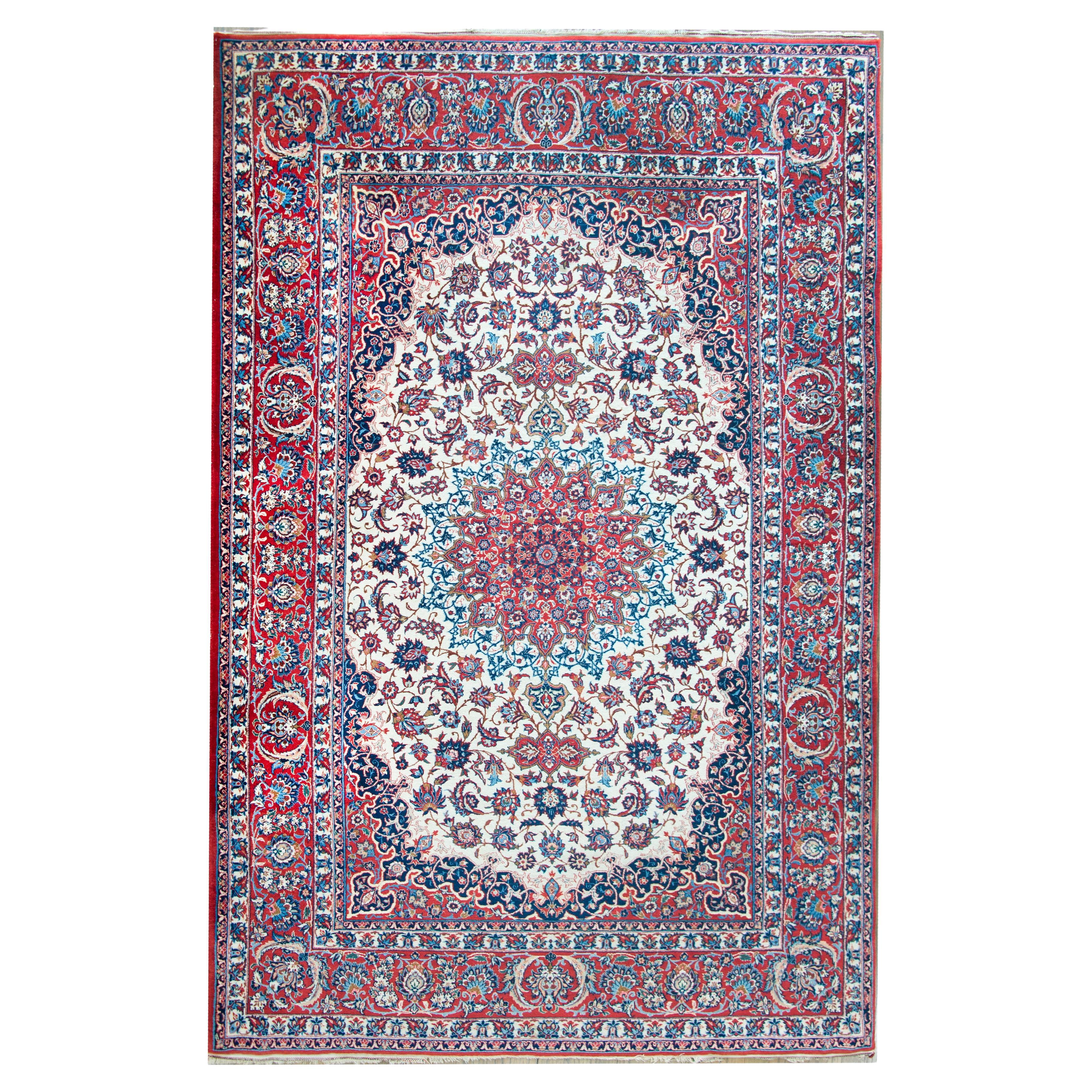 Persischer Isfahan-Teppich, Vintage im Angebot