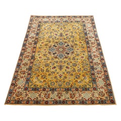 Vintage Persian Isfahan Rug in Wool and Silk - Size: 5'2x3'6