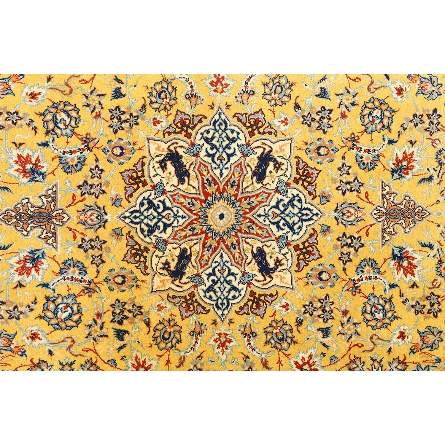 Annodato a mano Tappeto persiano Isfahan vintage in lana e seta - Dimensioni: 5'2x3'6 in vendita