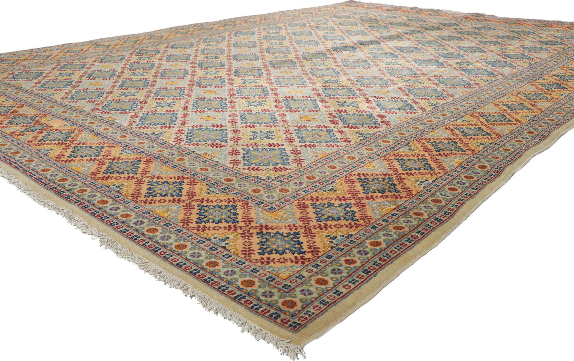 61034 Vintage Persian Isfahan Rug, 08'06 x 11'09. Embark on an enchanting odyssey of Moorish elegance with each step upon this hand-knotted wool vintage Persian Isfahan rug. This magical carpet ride is a voyage into a world awash with hues