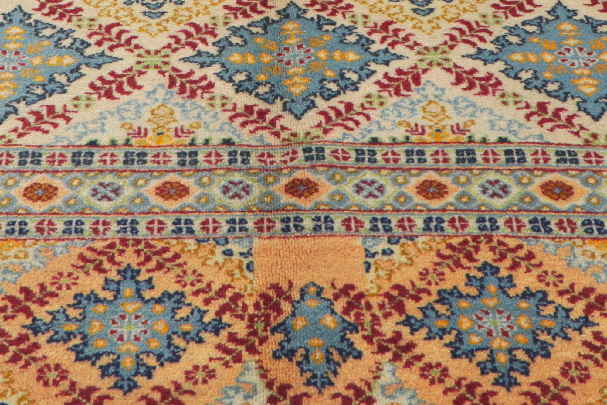 Wool Vintage Persian Isfahan Rug, Moorish Elegance Meets Mediterranean Charm For Sale