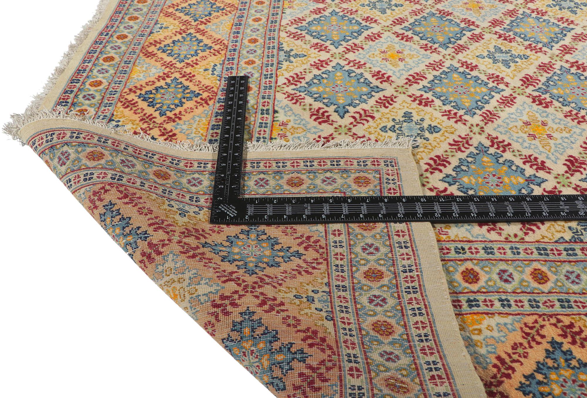 Vintage Persian Isfahan Rug, Moorish Elegance Meets Mediterranean Charm For Sale 1