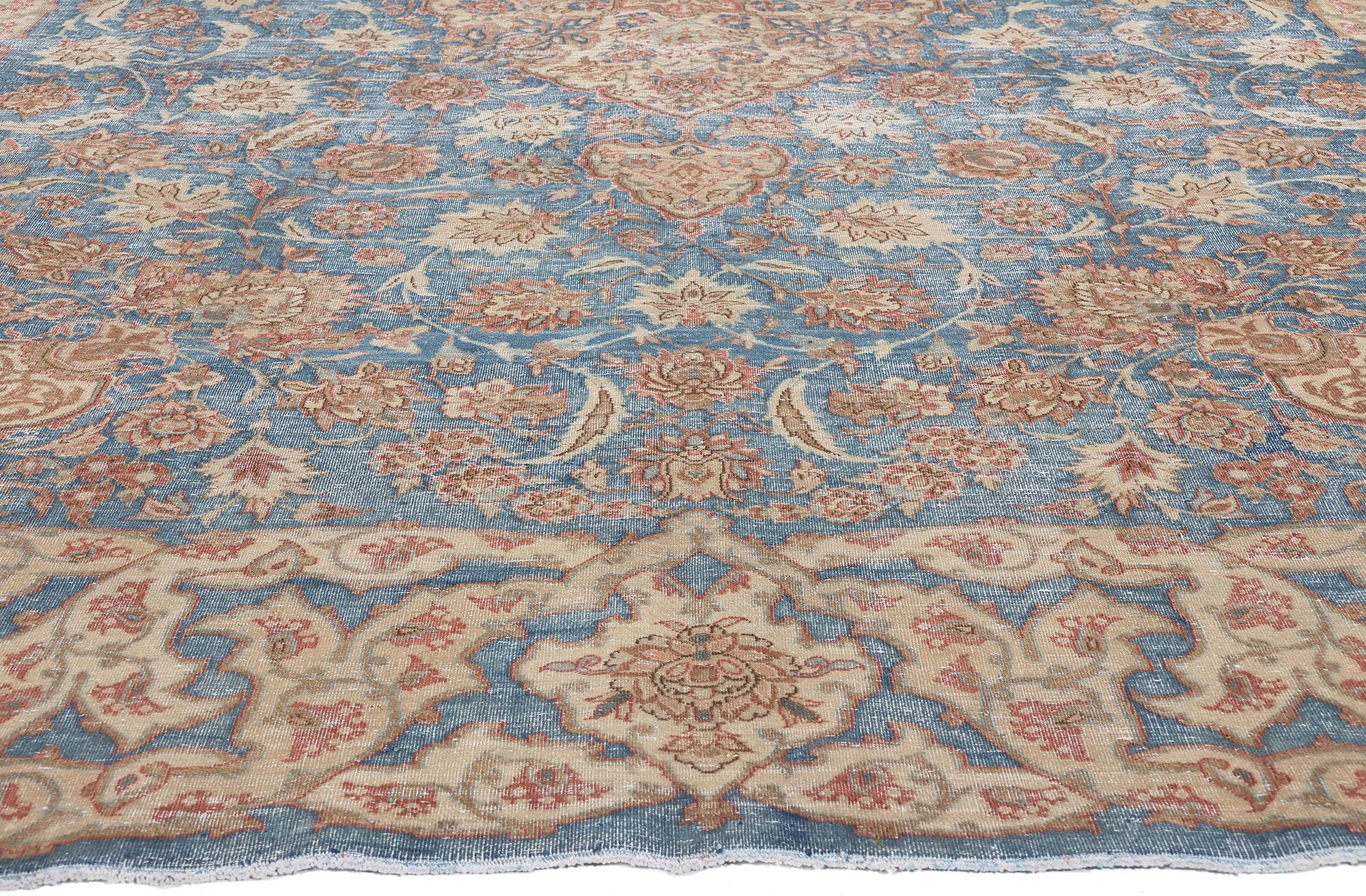 61251 Vintage Blue Persian Isfahan Rug, 08'02 x 11'07. ​Nestled in the heart of central Iran lies a haven of artistry and tradition: the captivating city of Isfahan. Here, amid whispers of ancient legends and the lingering echoes of masterful