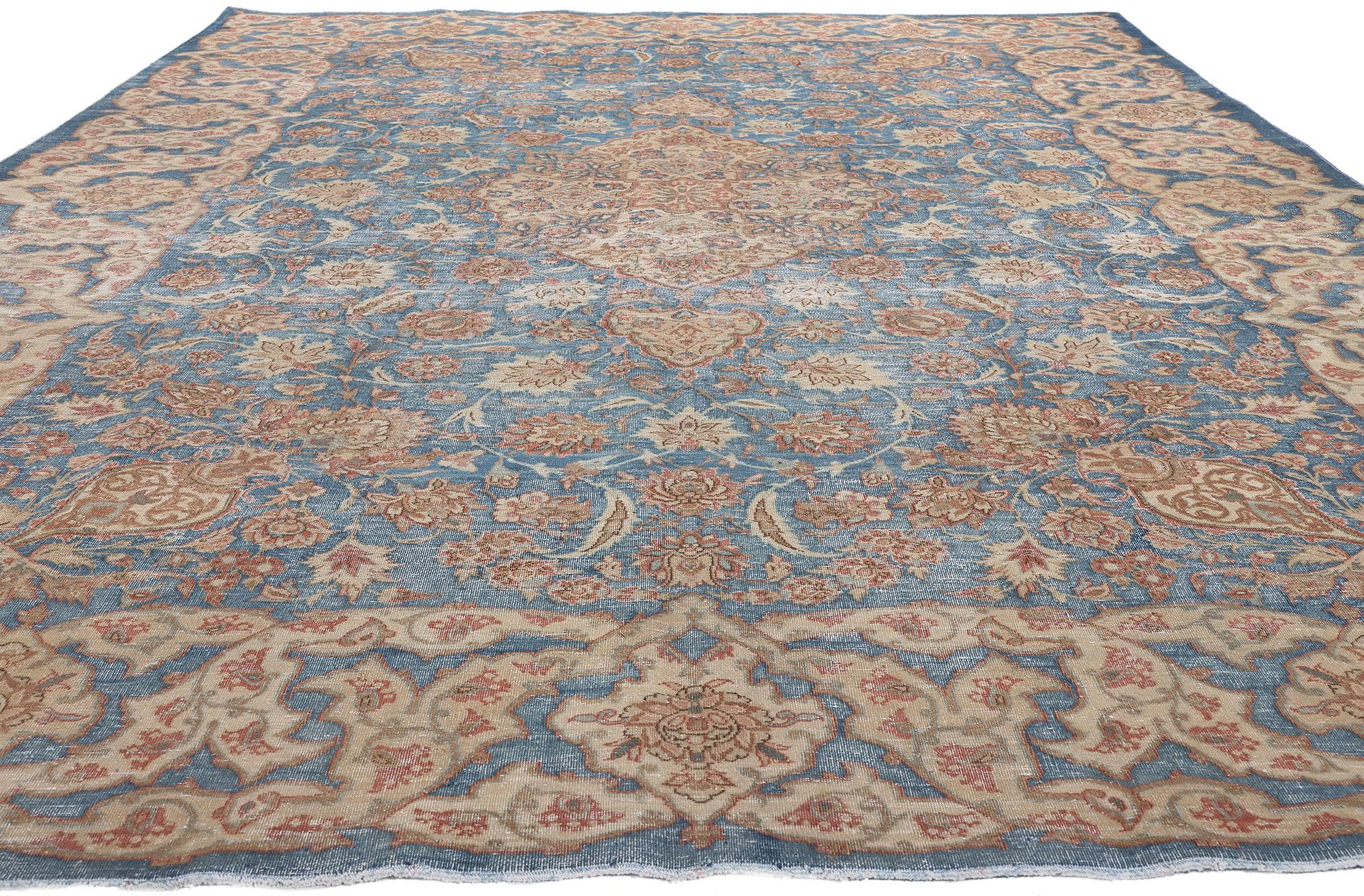 Hand-Knotted Vintage Persian Isfahan Rug, Relaxed Refinement Meets Mediterranean Charm For Sale