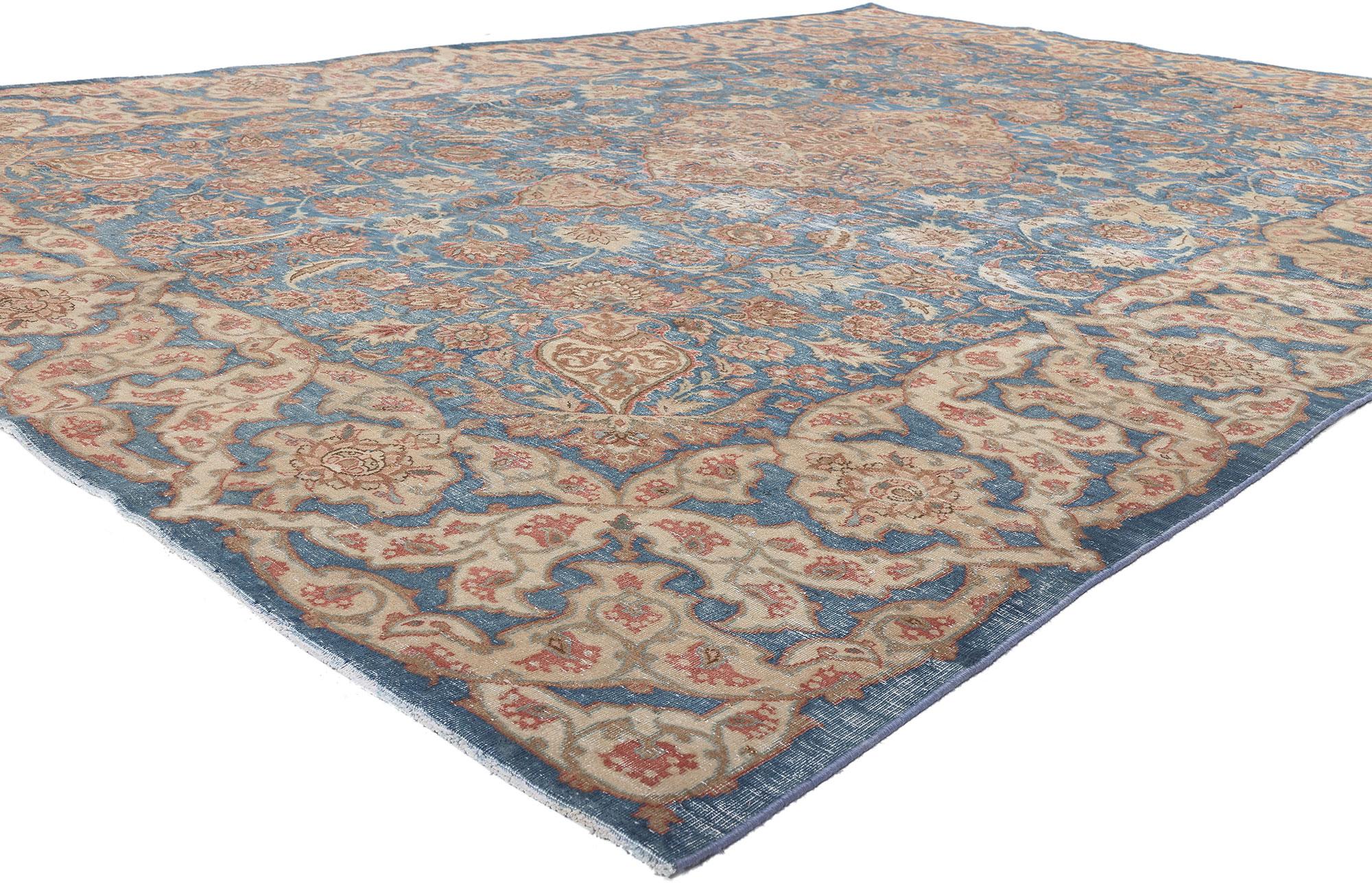 20th Century Vintage Persian Isfahan Rug, Relaxed Refinement Meets Mediterranean Charm For Sale