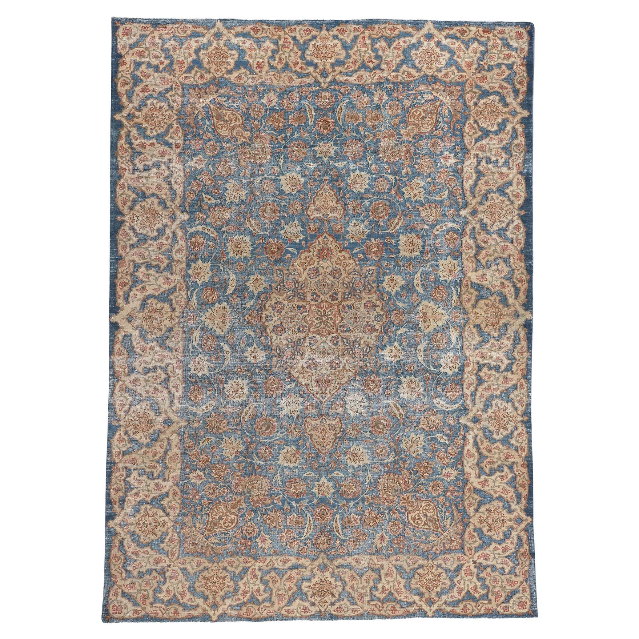 Vintage Persian Isfahan Rug, Relaxed Refinement Meets Mediterranean Charm For Sale
