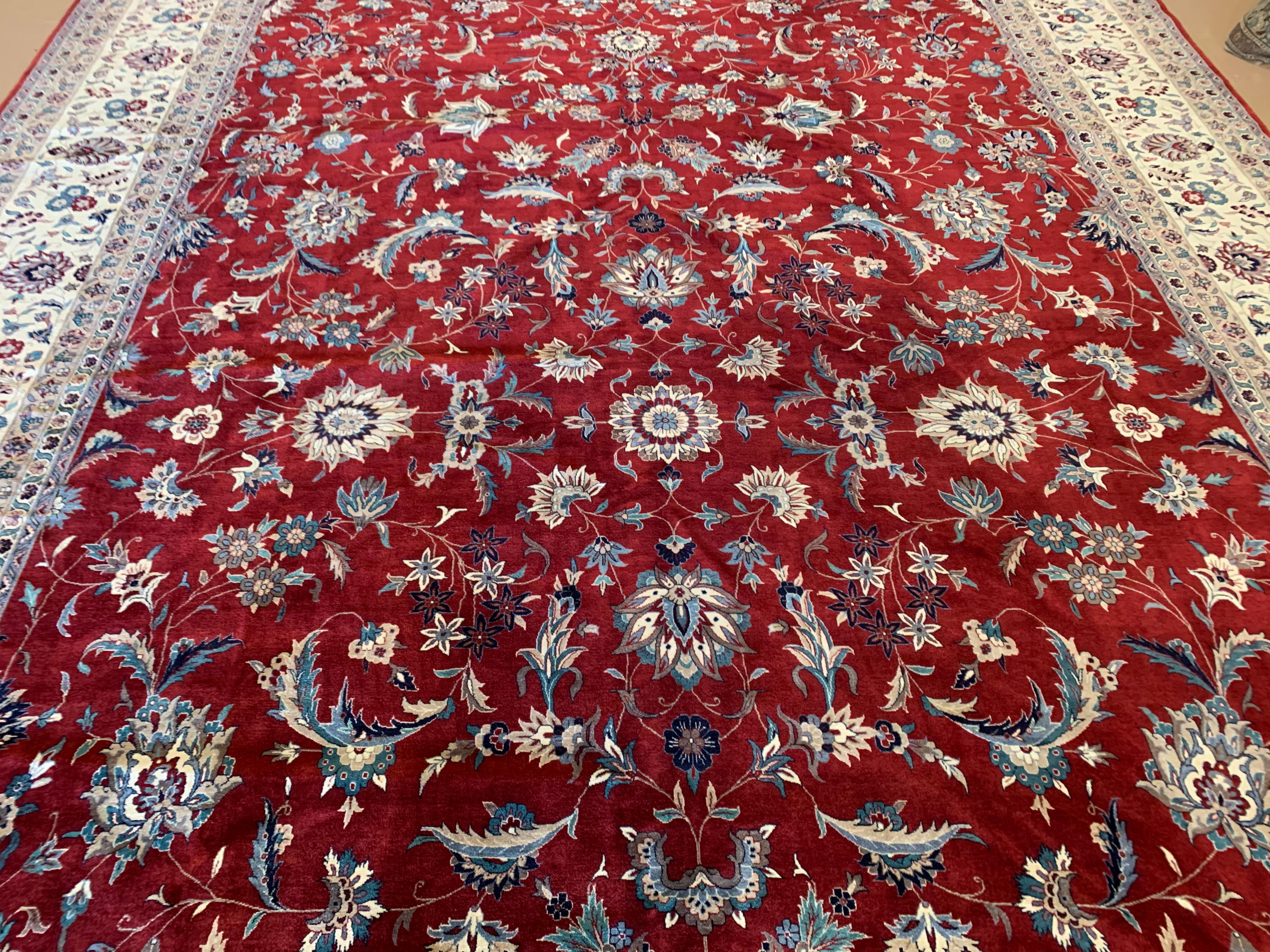 Hand-Woven Vintage Persian Isfahan Rug, Signed, circa 1950s For Sale