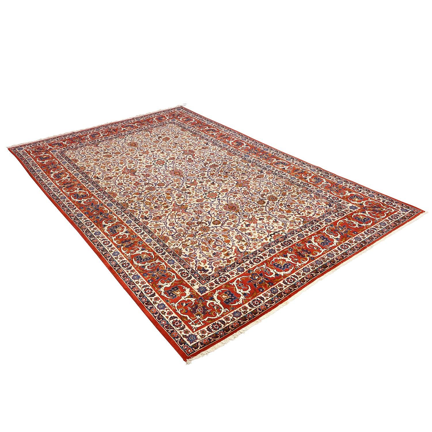 Hand-Knotted Vintage Persian Isfahan Rug - Size: 11'8 X 7'7 For Sale