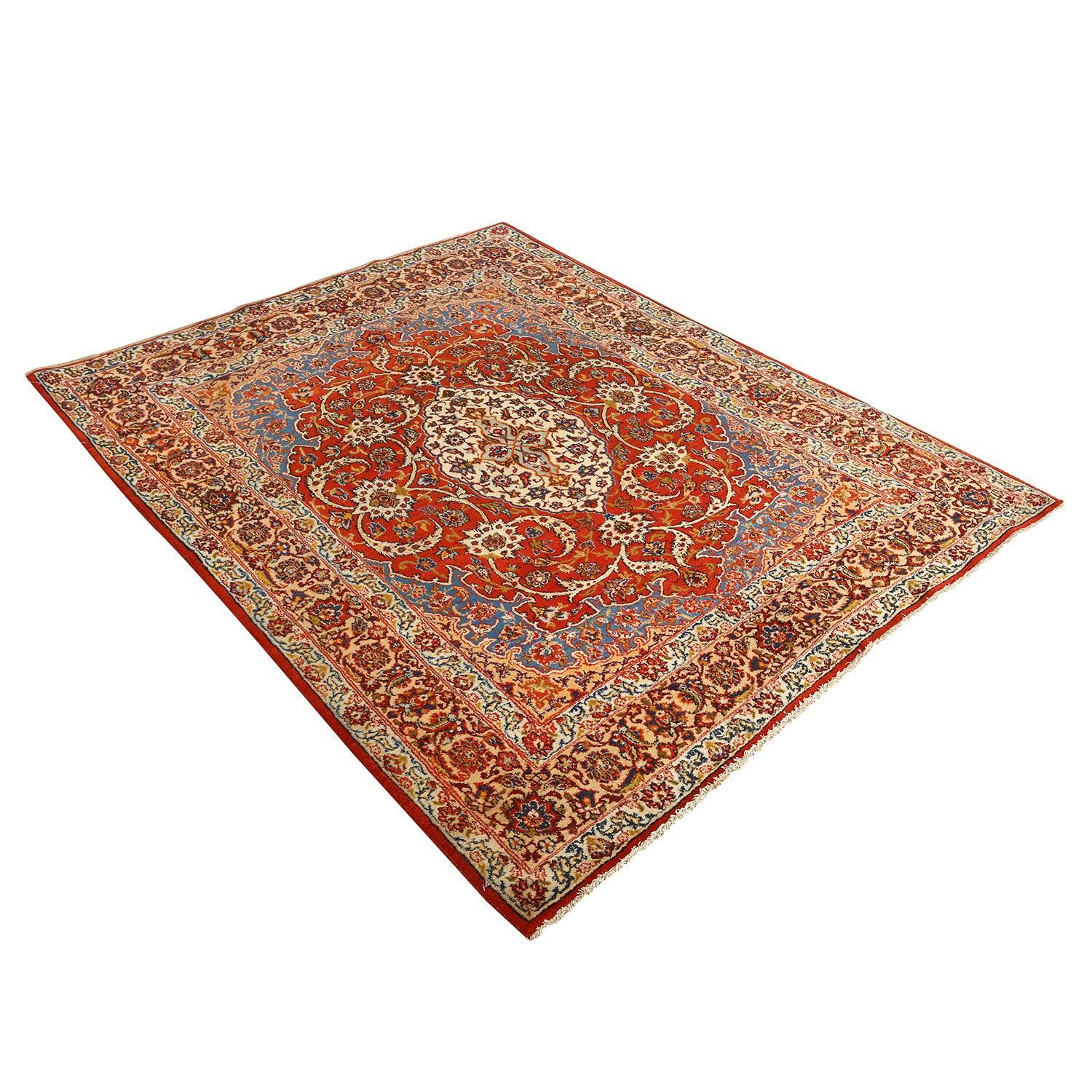 Hand-Knotted Vintage Persian Isfahan Rug - Size: 6'5x5'3 For Sale