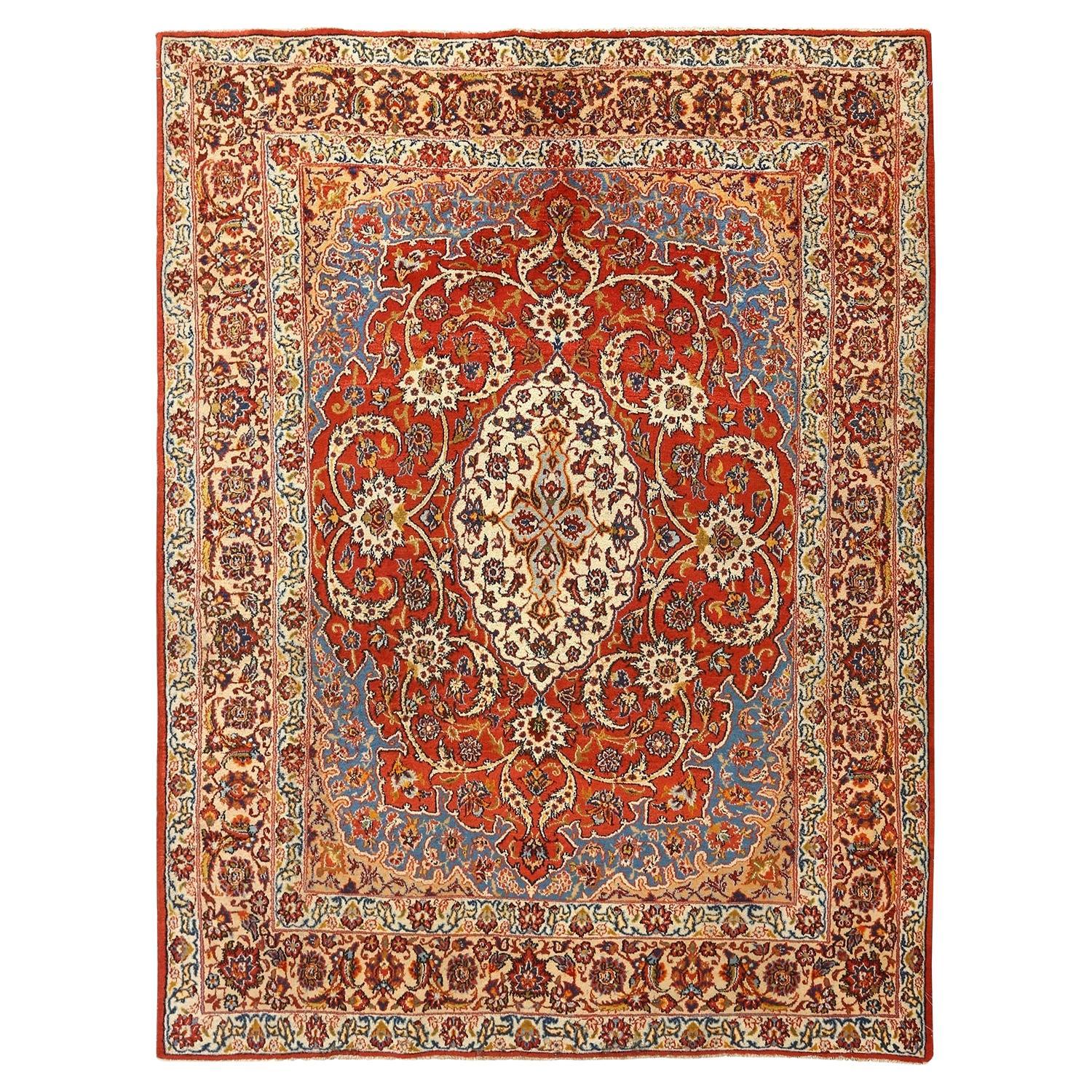 Vintage Persian Isfahan Rug - Size: 6'5x5'3 For Sale