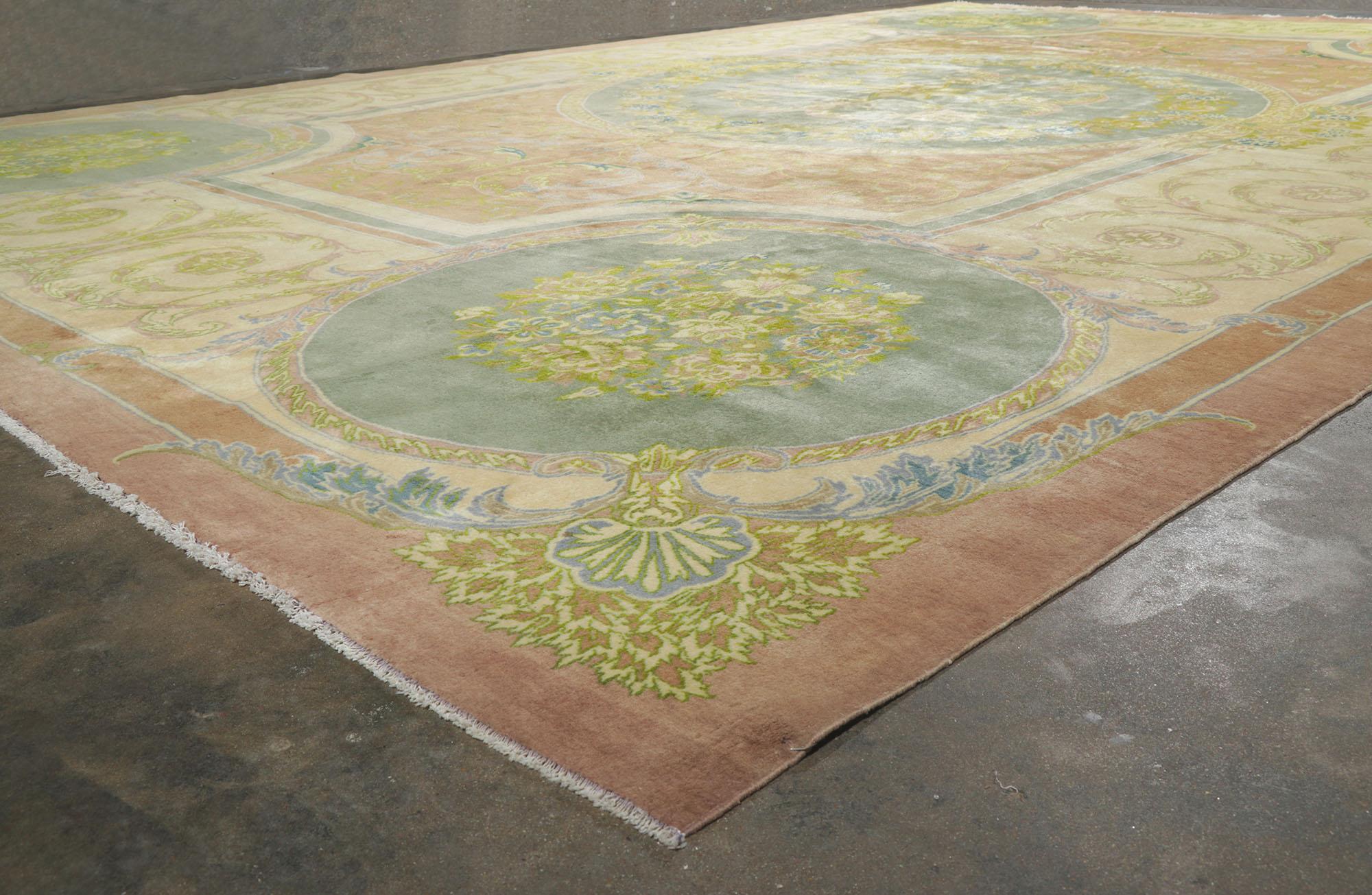 Wool Vintage Persian Isfahan Rug with French Romanticism and Louis XIV Style For Sale