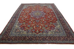 Vintage Persian Isfahan Rug with Shah Abba Design and Arabesque Federal Style