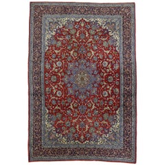 Tapis persan vintage d'Ispahan avec motif Shah Abba et style fédéral arabesque