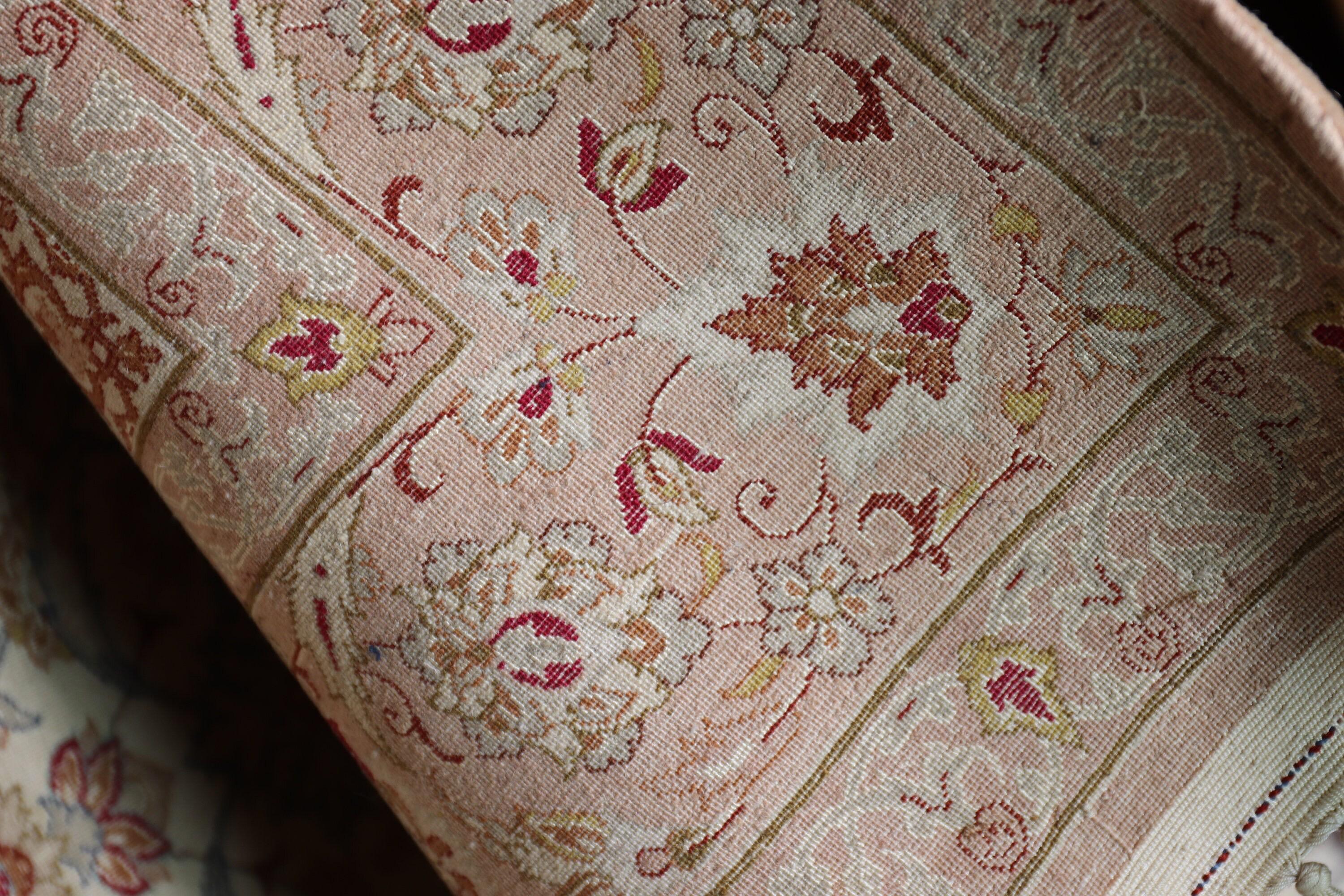 Vintage Persian Isfahan Rug with Silk Foundation For Sale 4