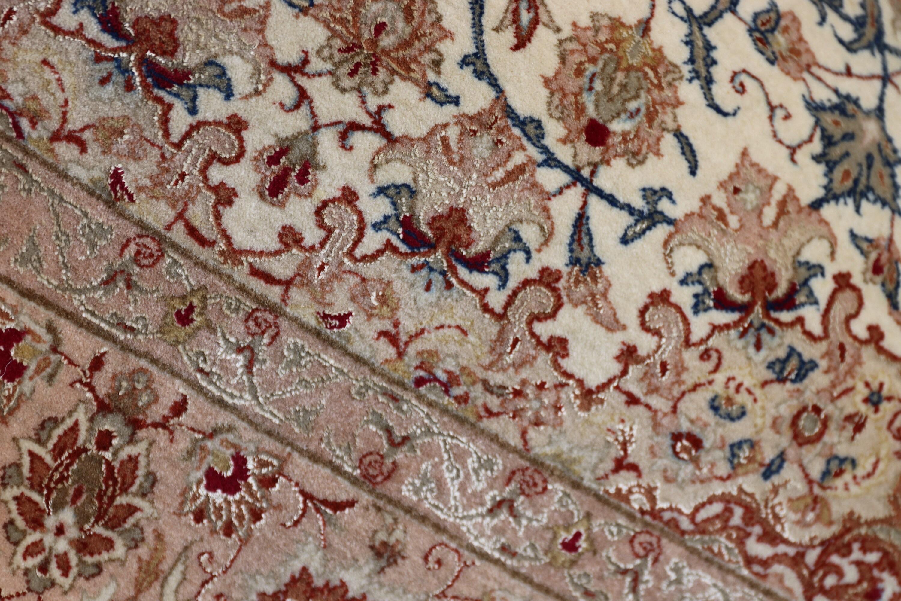 Vintage Persian Isfahan Rug with Silk Foundation For Sale 5