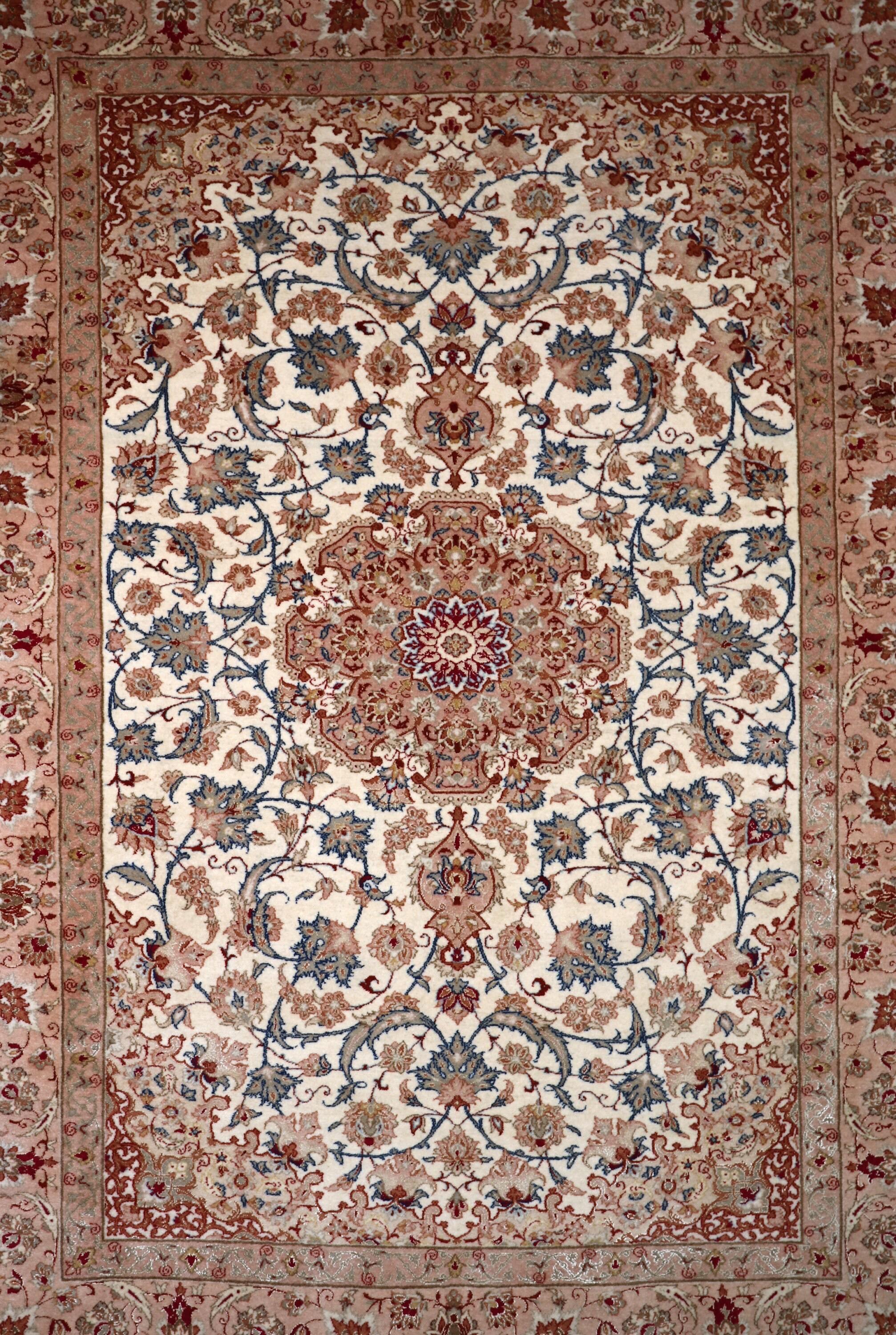 20th Century Vintage Persian Isfahan Rug with Silk Foundation For Sale