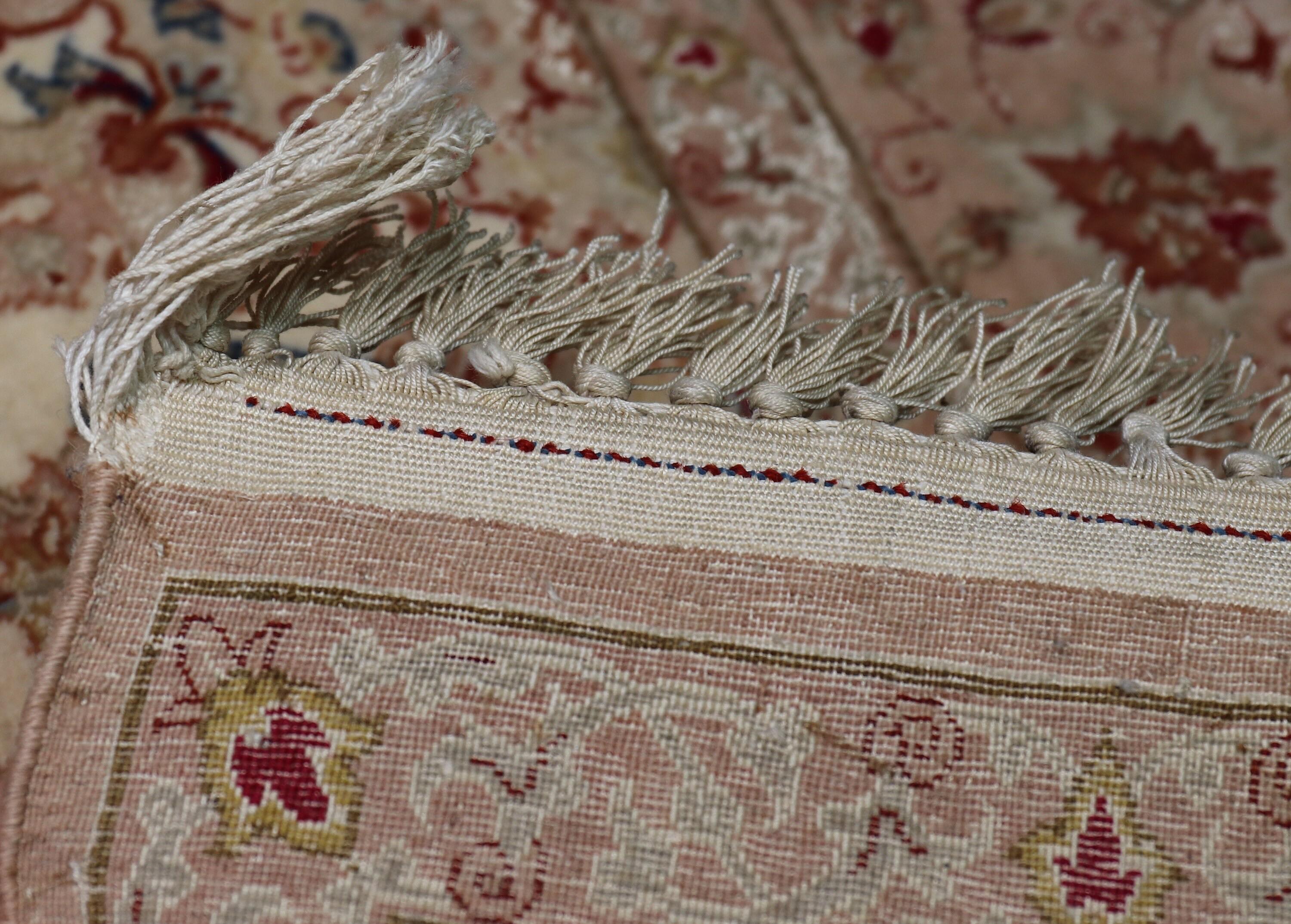 Vintage Persian Isfahan Rug with Silk Foundation For Sale 1