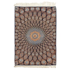 Tapis persan Isfahan Sanayeh vintage en laine et soie - Taille : 6'11x5'1